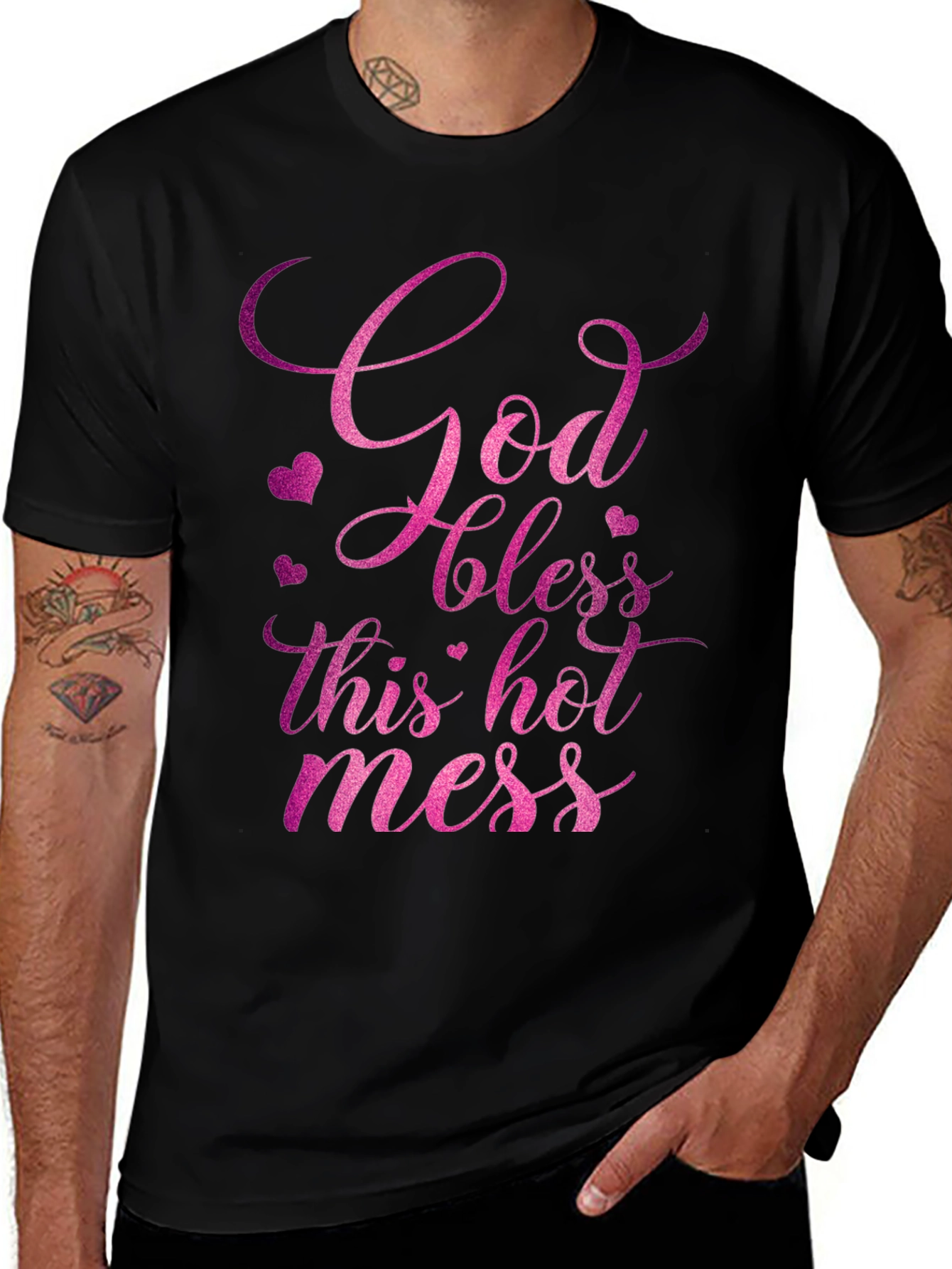 God Bless This Hot Mess Graphic Tee - Black
