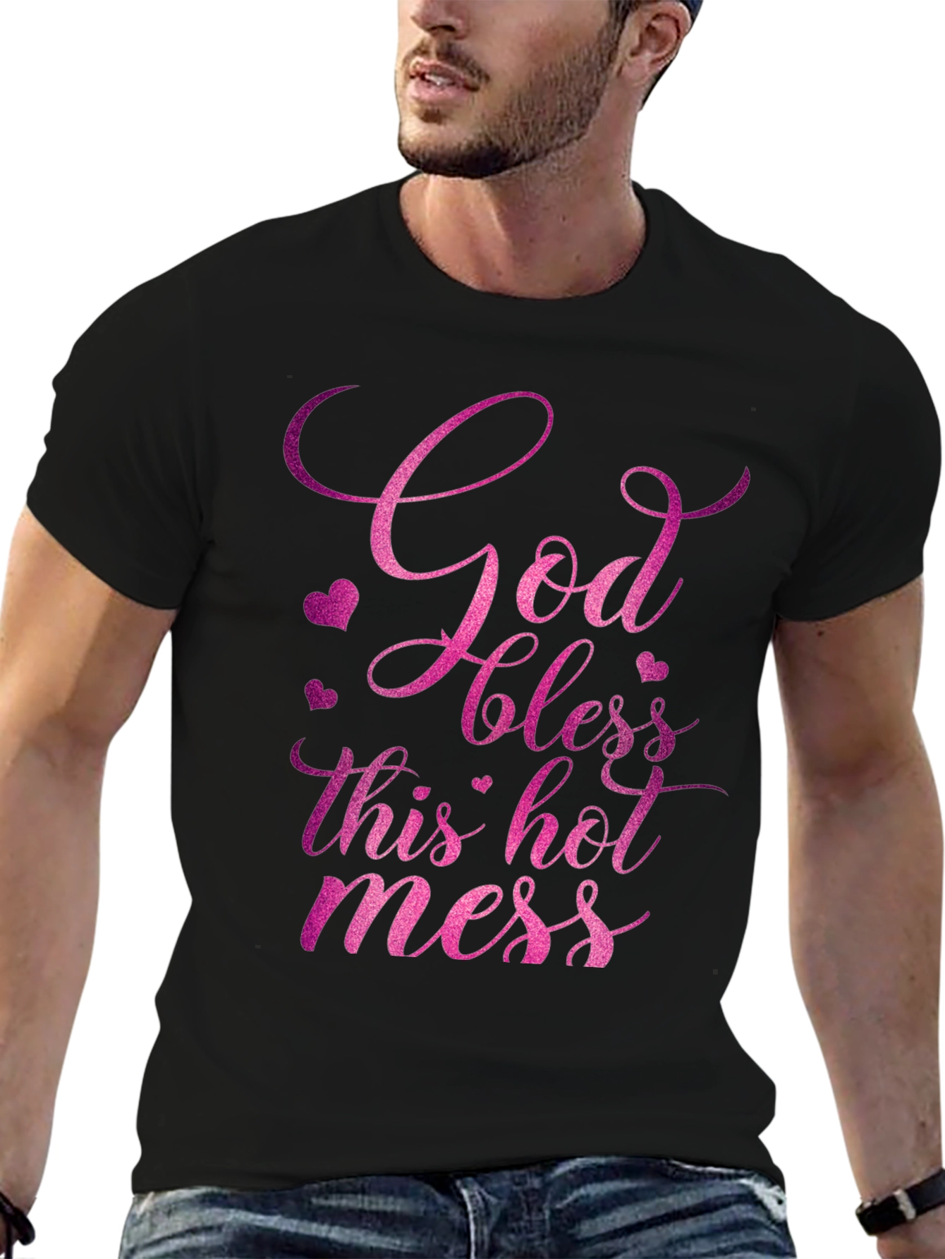 God Bless This Hot Mess Graphic Tee - Black