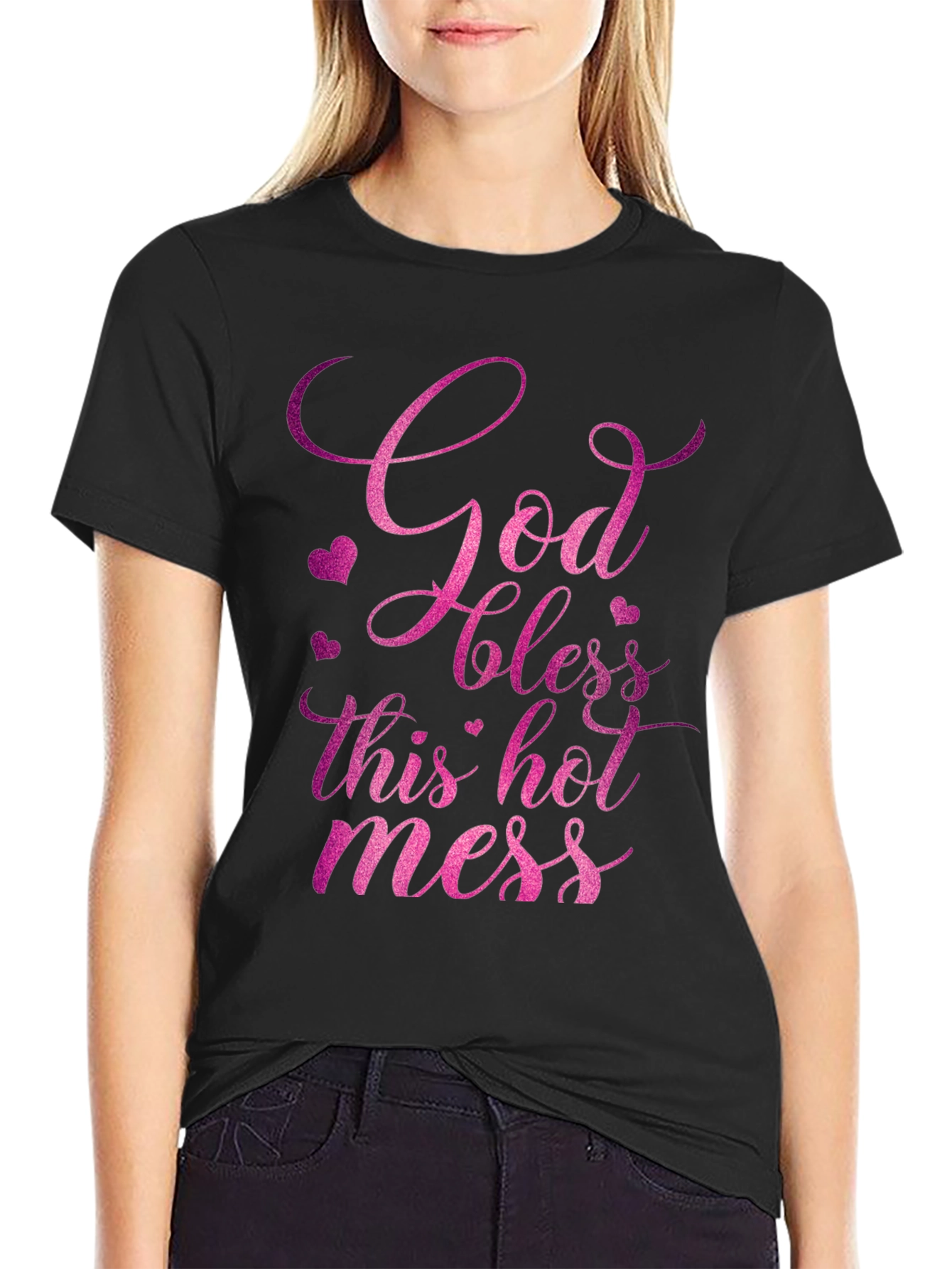 God Bless This Hot Mess Graphic Tee - Black