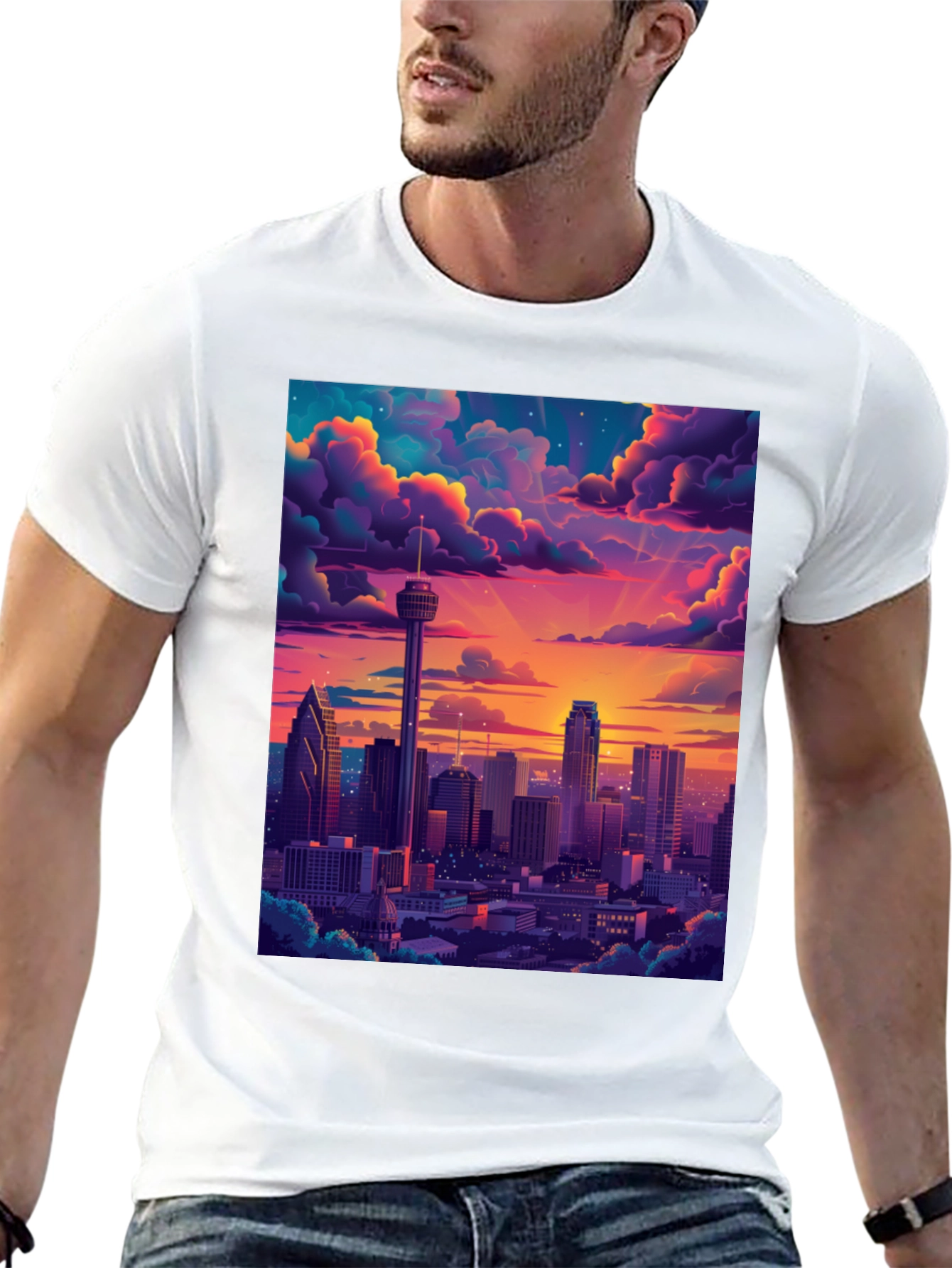 Cityscape Sunset Graphic Tee