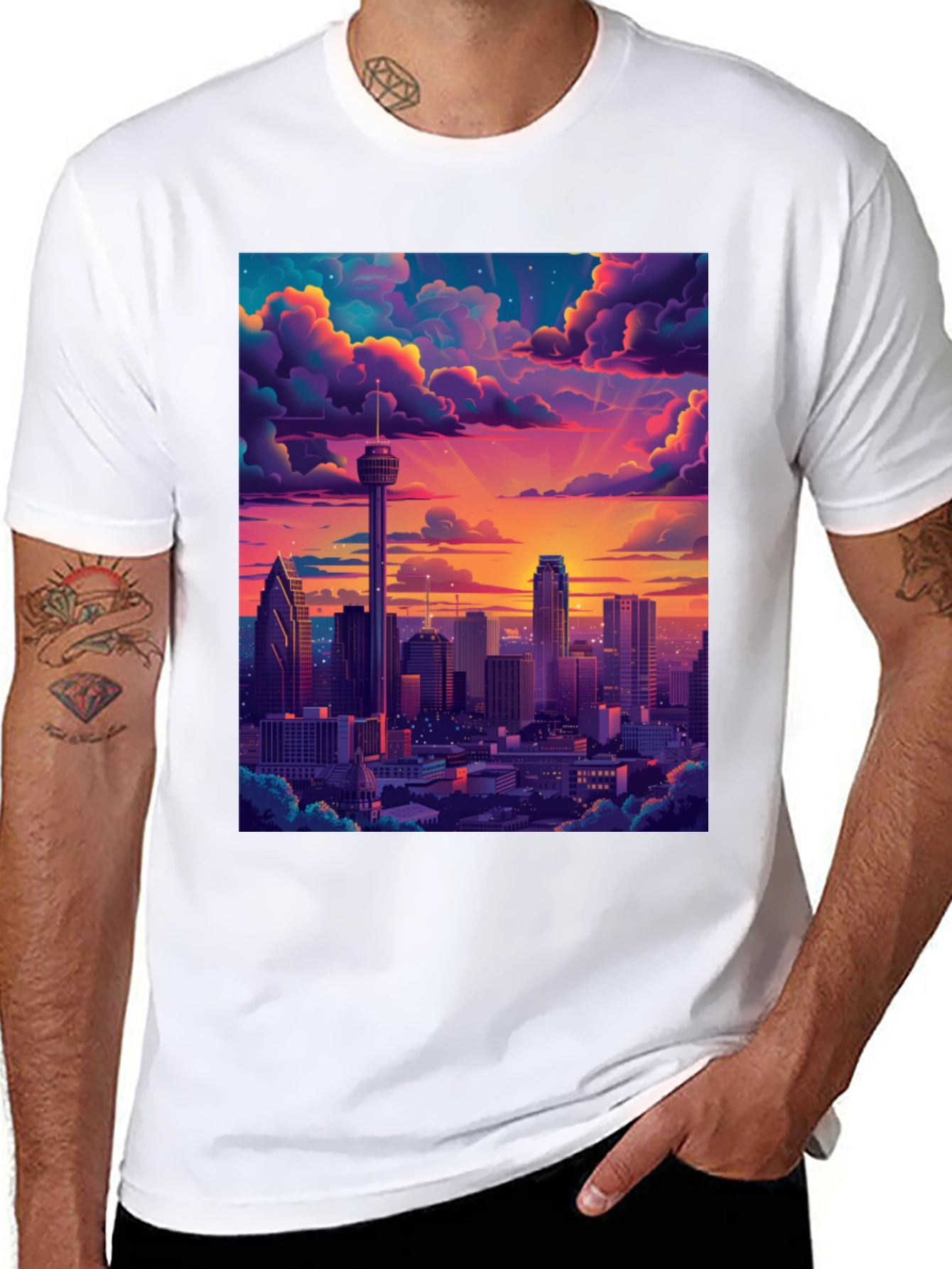 Cityscape Sunset Graphic Tee