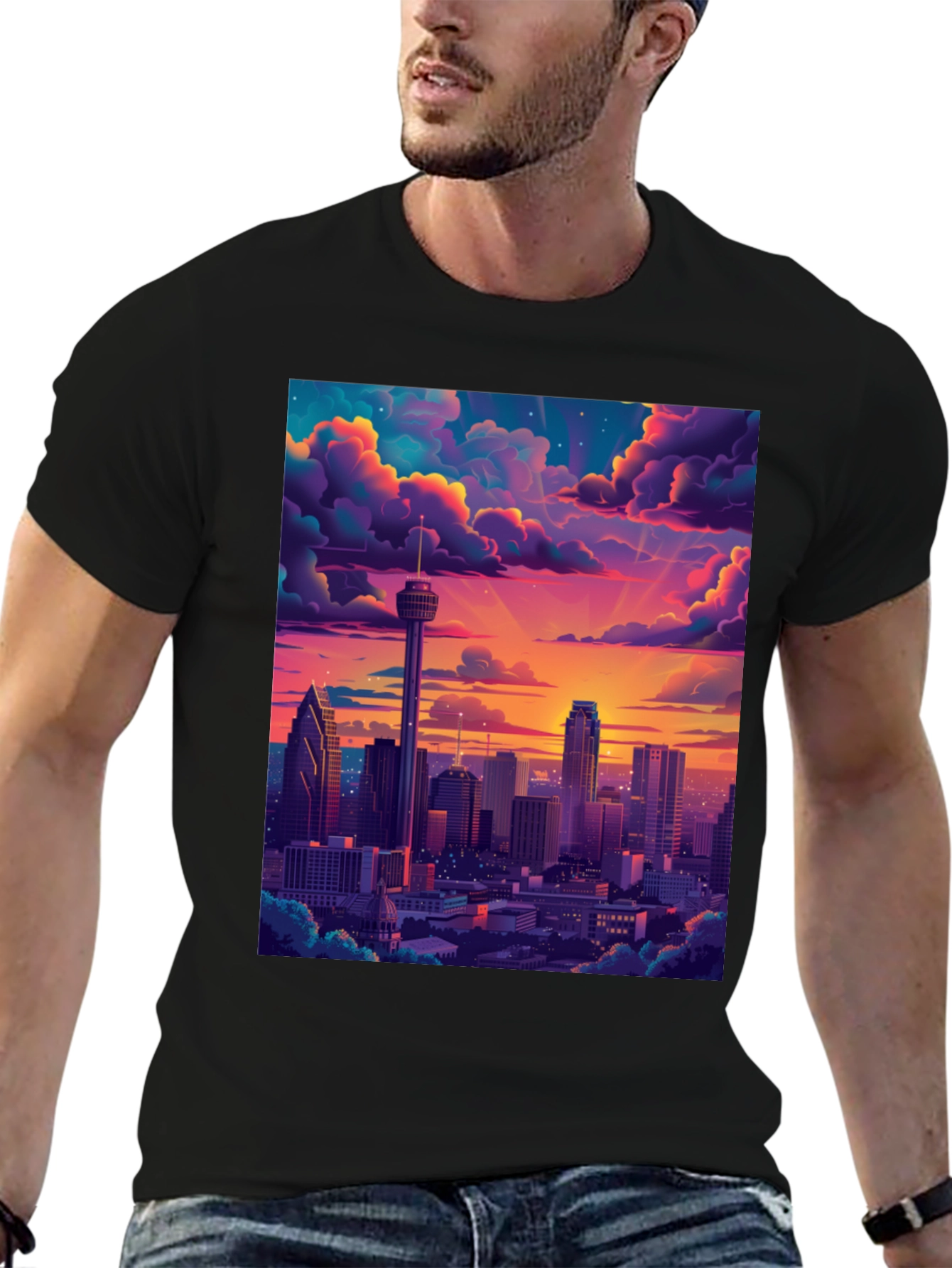 Cityscape Sunset Graphic Tee