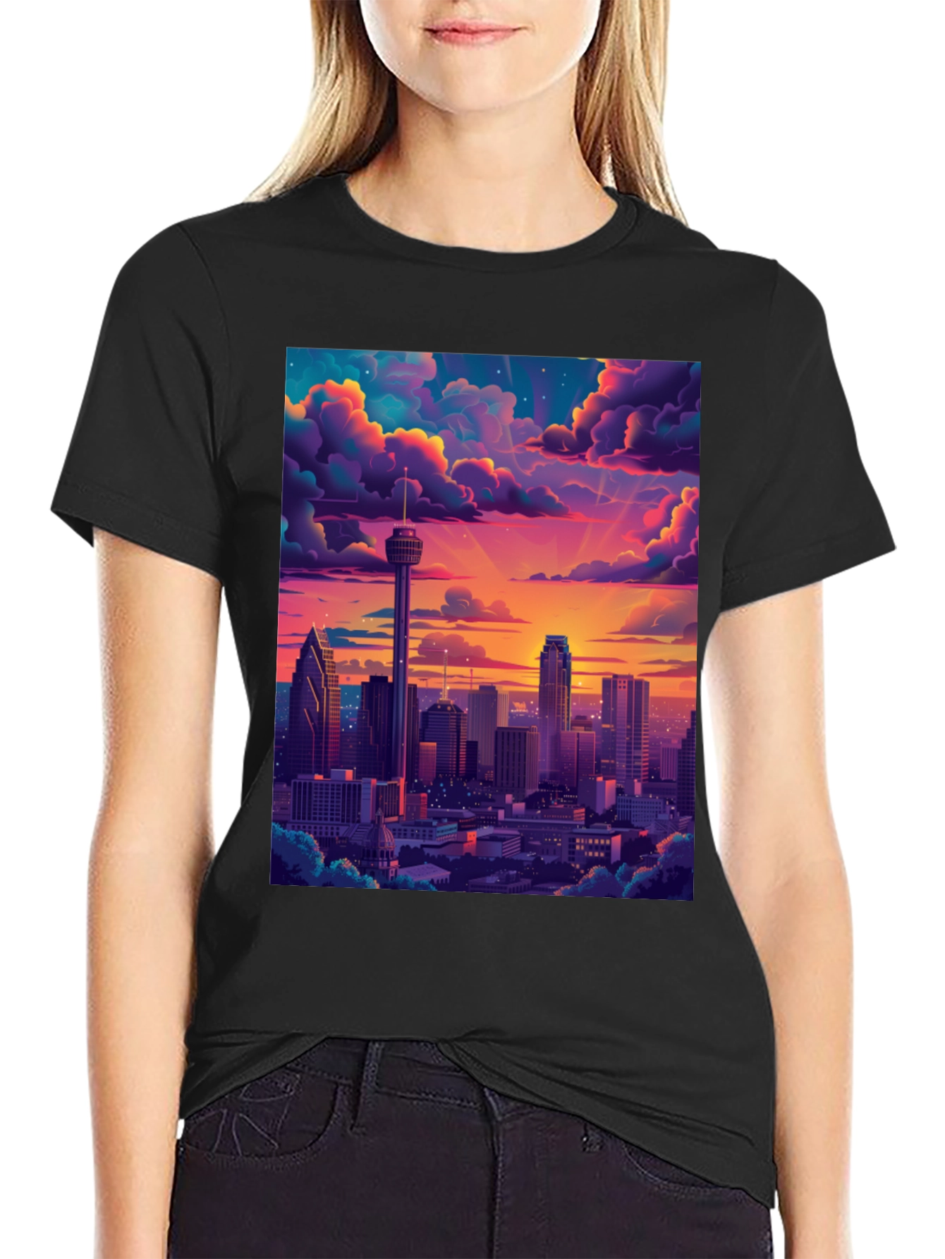 Cityscape Sunset Graphic Tee