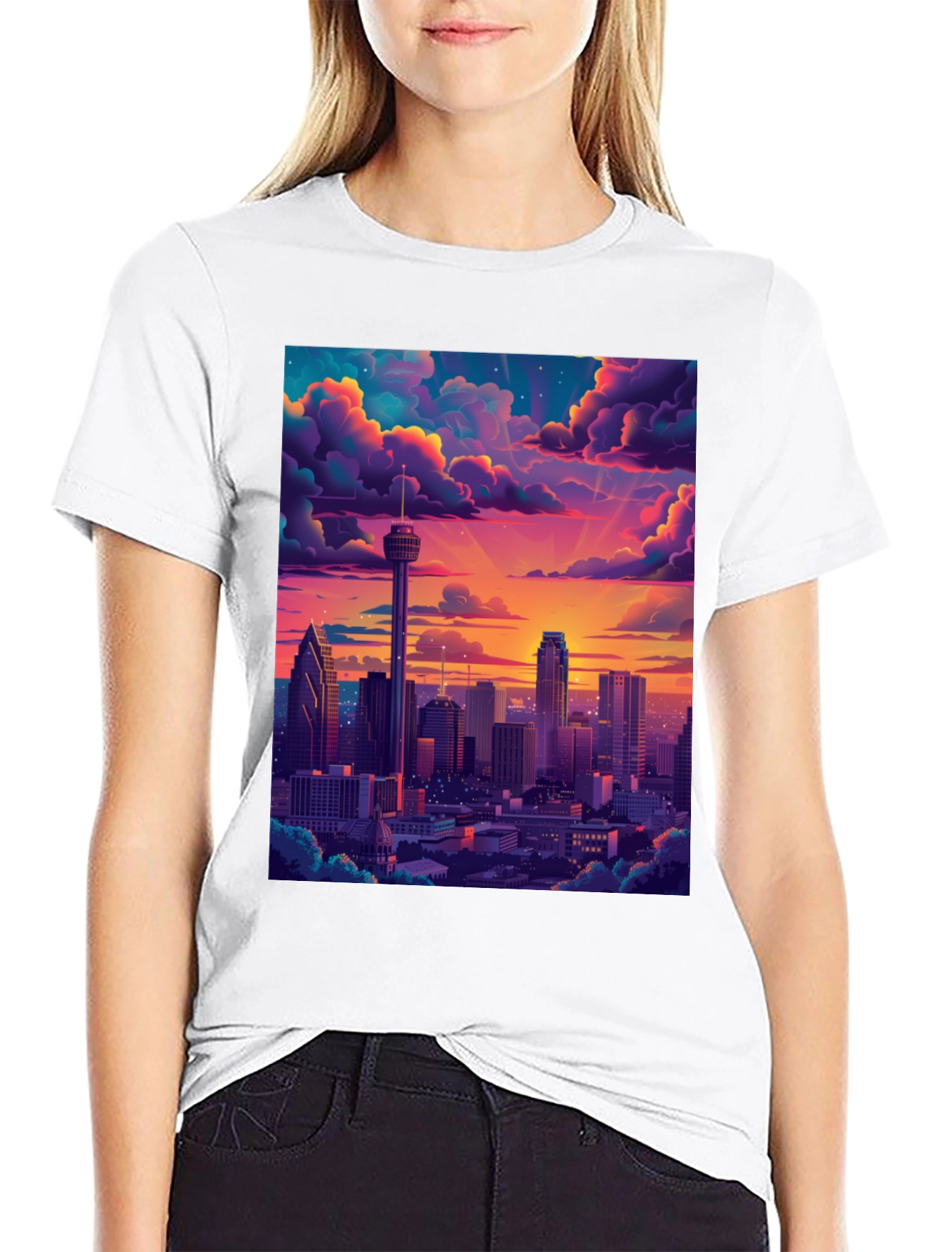 Cityscape Sunset Graphic Tee