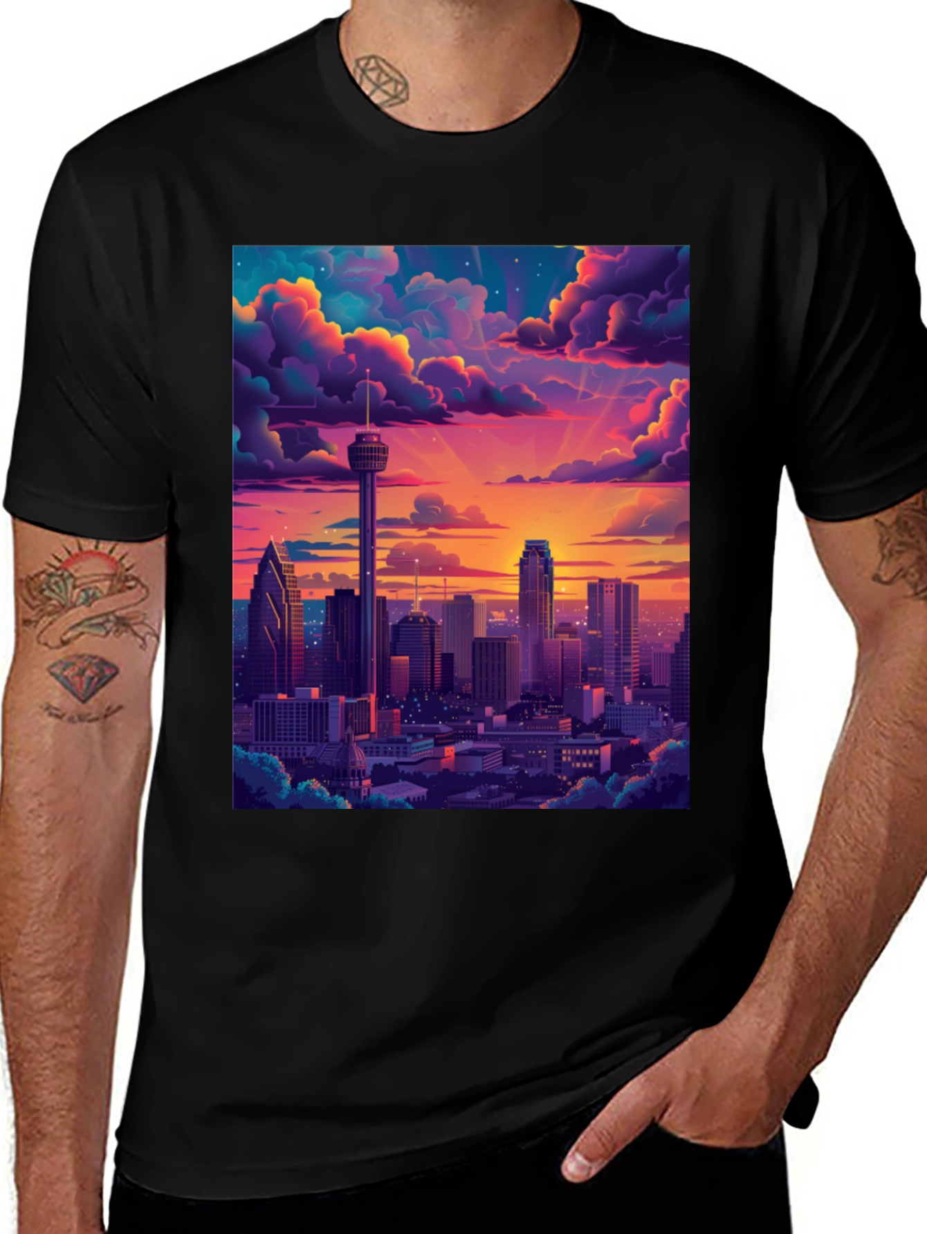 Cityscape Sunset Graphic Tee