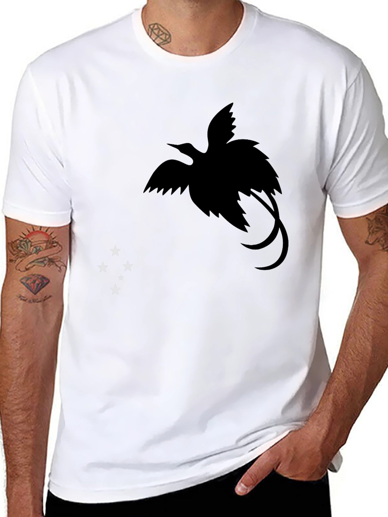 Mens Black T-Shirt with Papua New Guinea Design