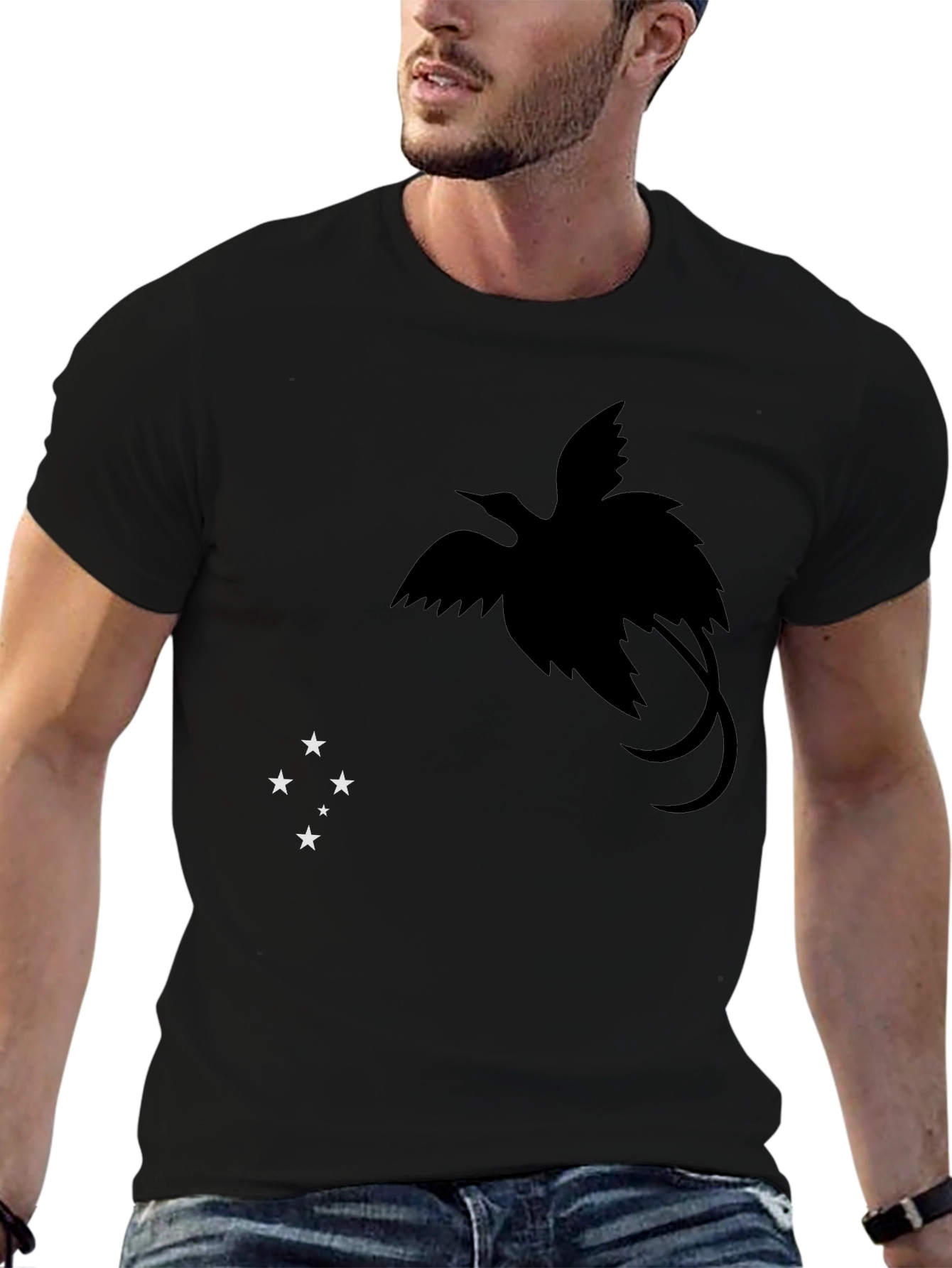 Mens Black T-Shirt with Papua New Guinea Design