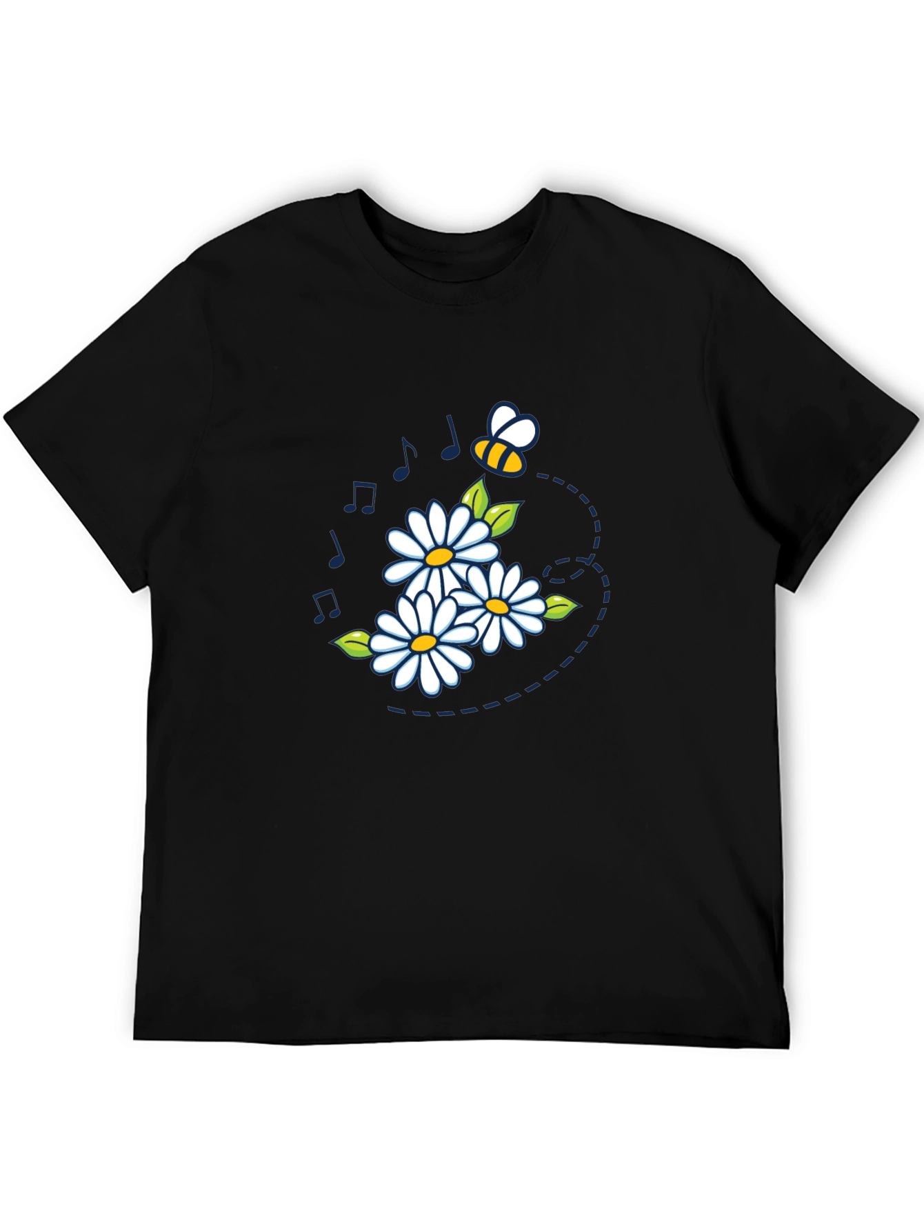 Daisy Bee Graphic Tee - Black Cotton Comfort