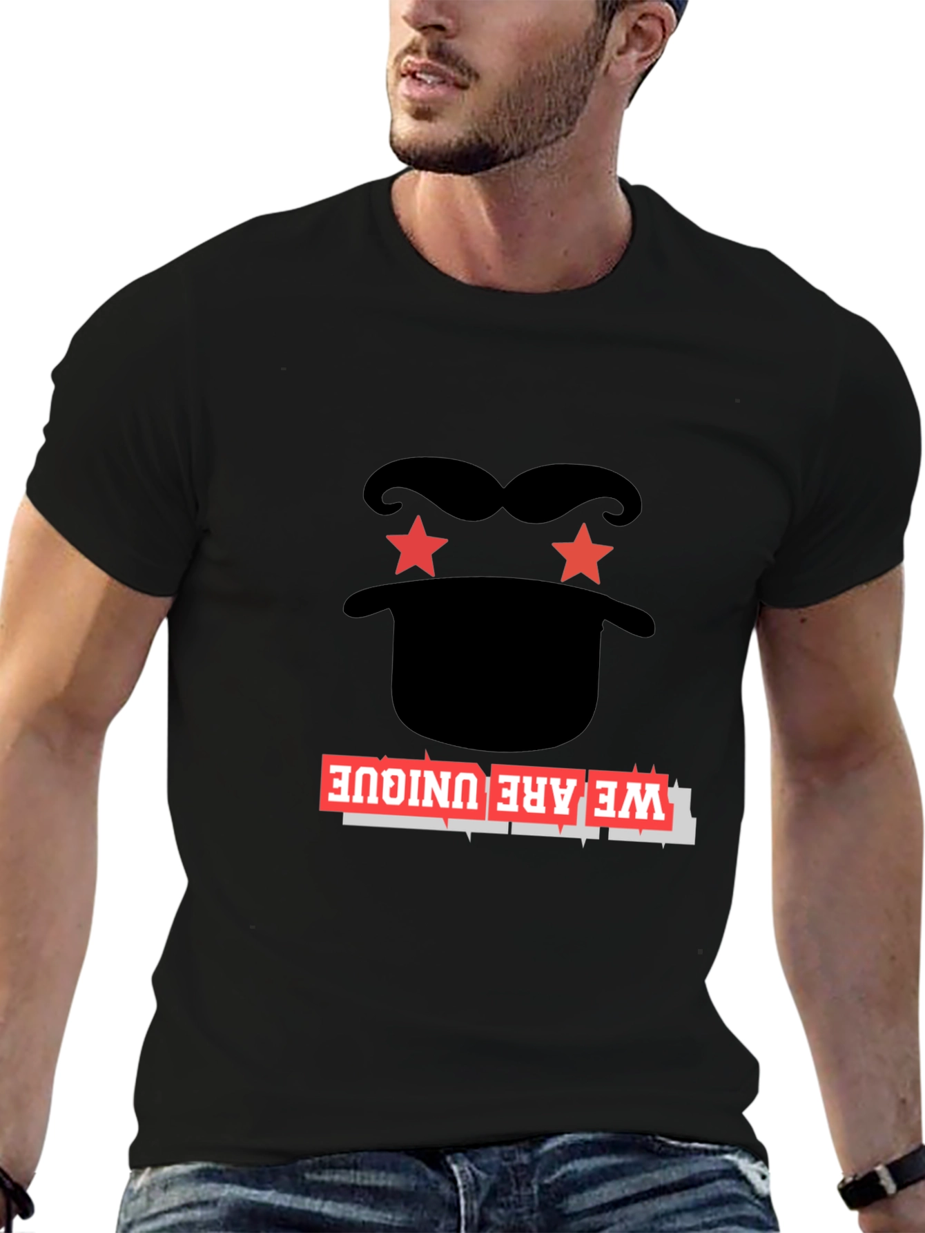 Unique Graphic Tee - Black Cotton Blend T-Shirt