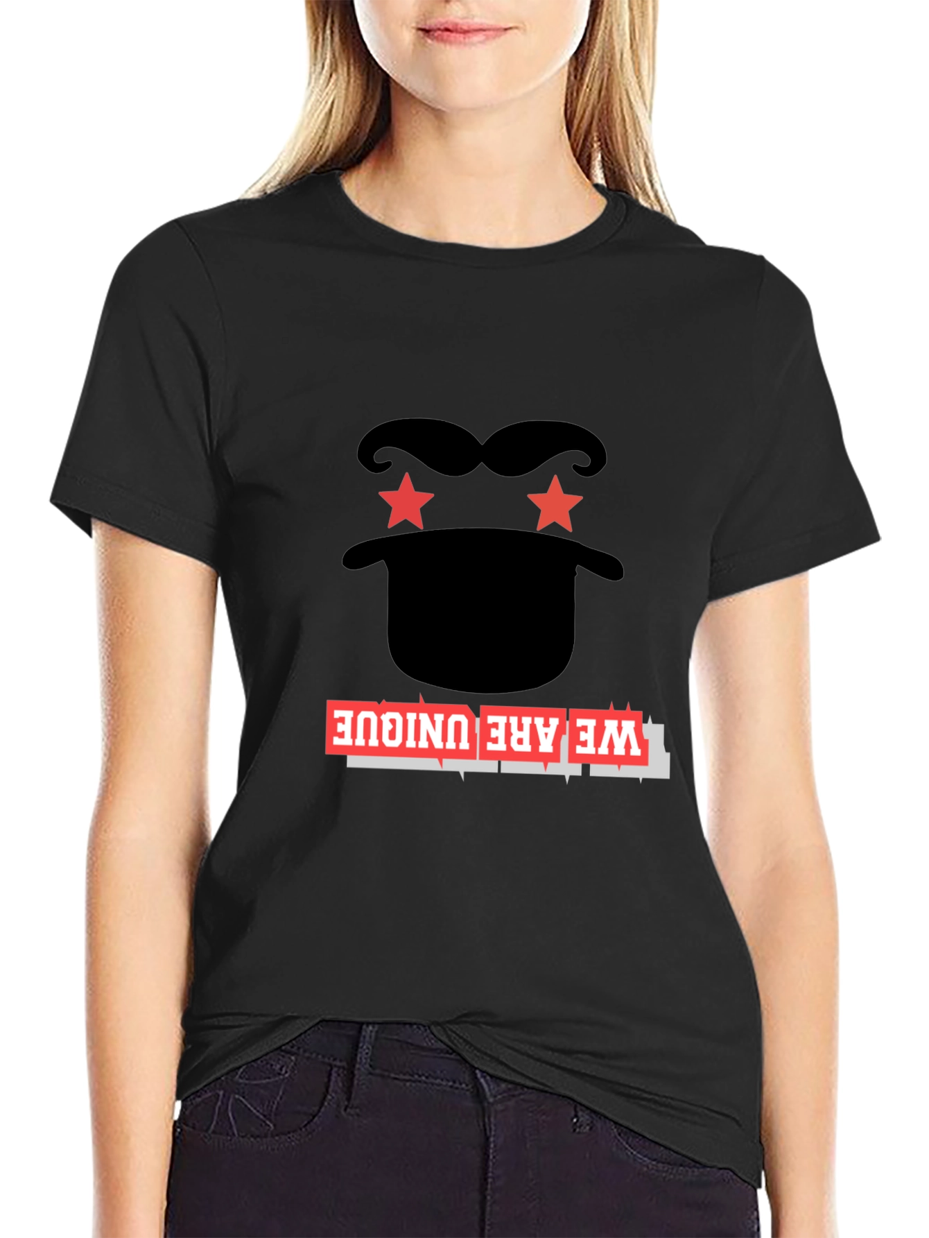 Unique Graphic Tee - Black Cotton Blend T-Shirt