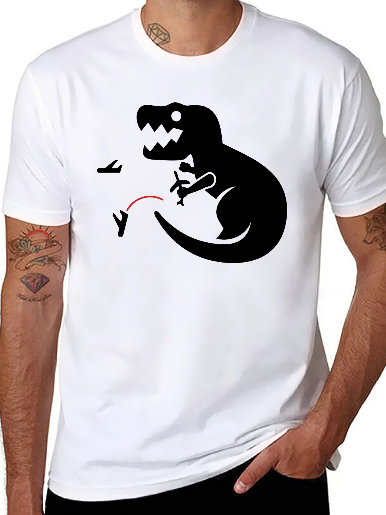 Dino vs Planes Graphic Tee - Black T-Shirt