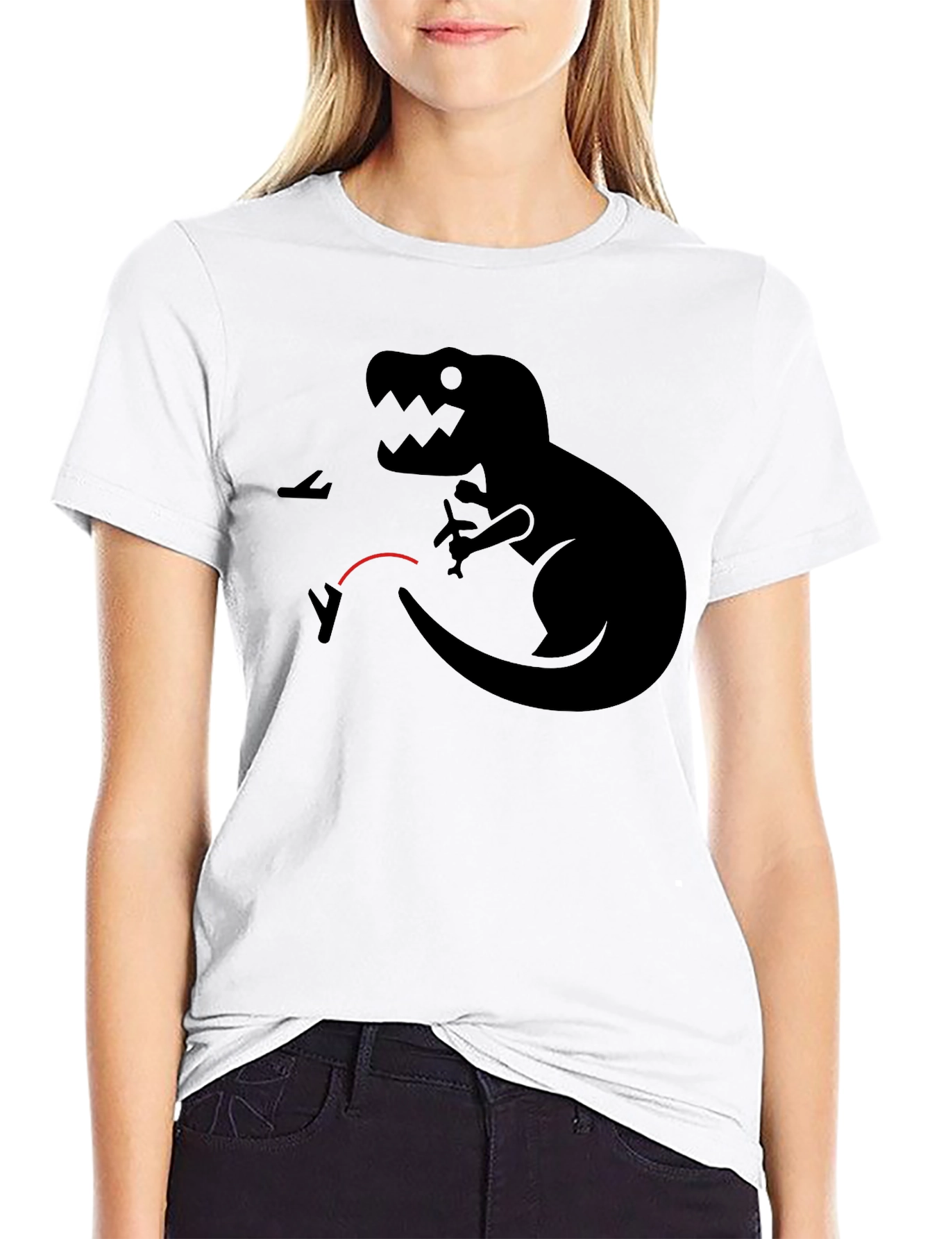 Dino vs Planes Graphic Tee - Black T-Shirt