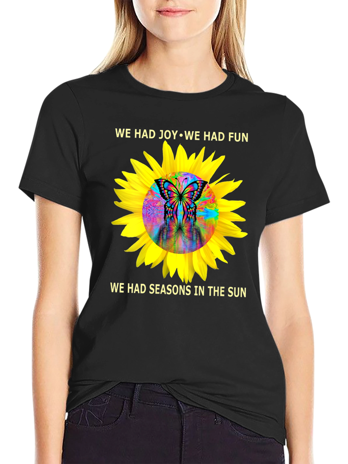 Joy & Fun Sunflower Butterfly Graphic Tee