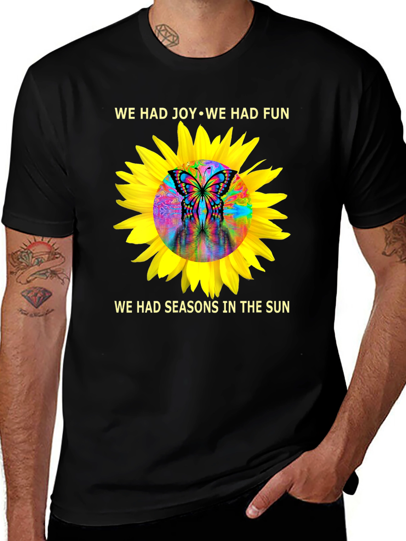Joy & Fun Sunflower Butterfly Graphic Tee