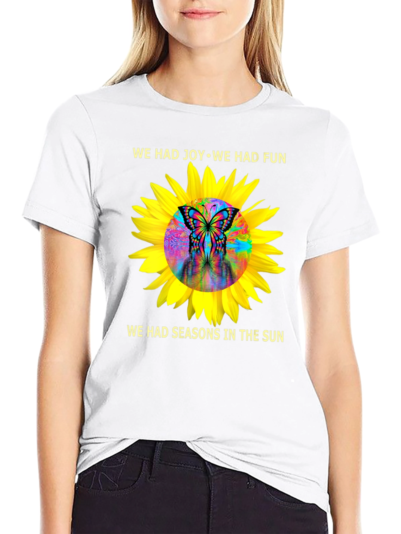 Joy & Fun Sunflower Butterfly Graphic Tee