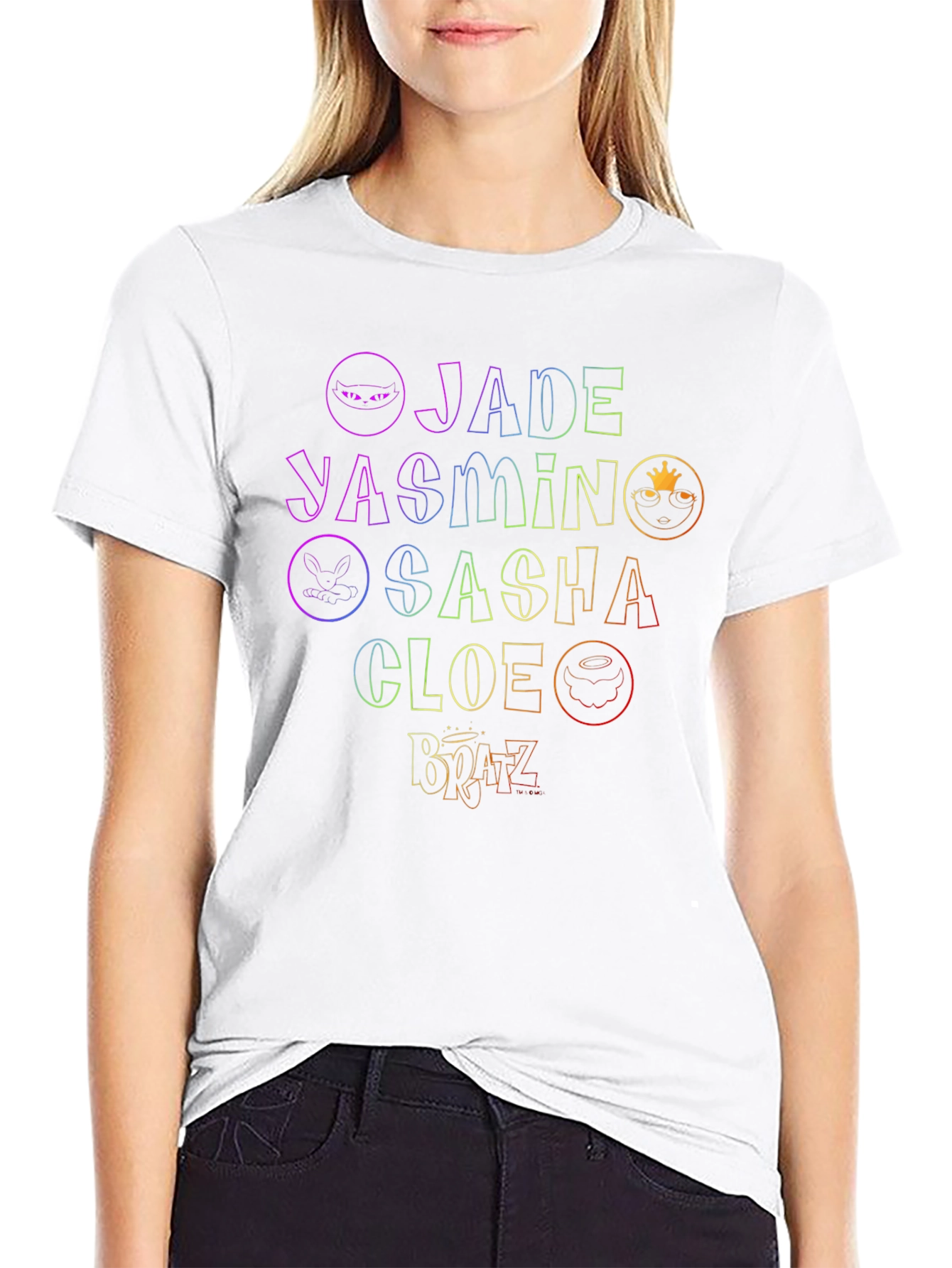 Bratz Names Rainbow Outline Black T-Shirt
