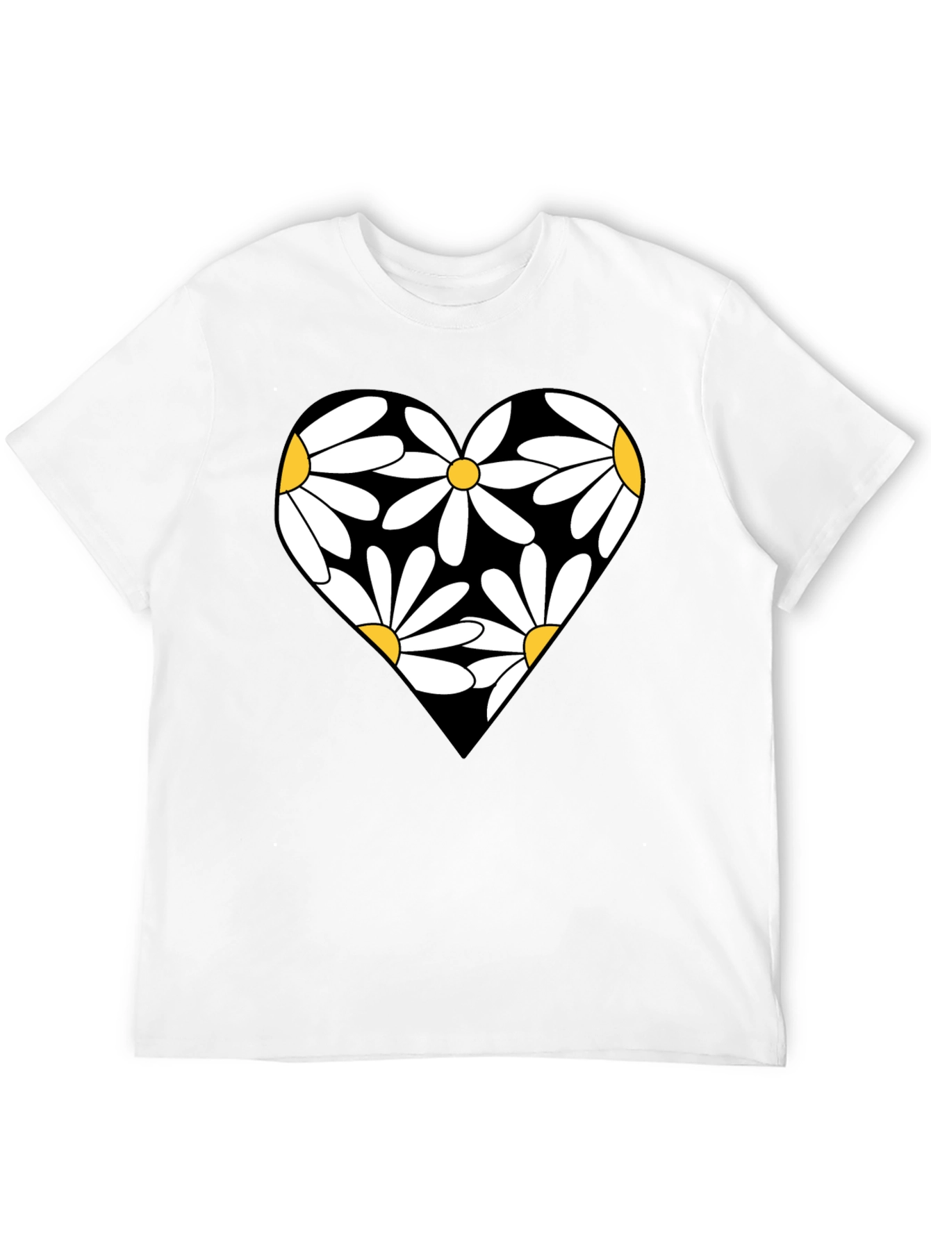 Daisy Heart Graphic Black T-Shirt