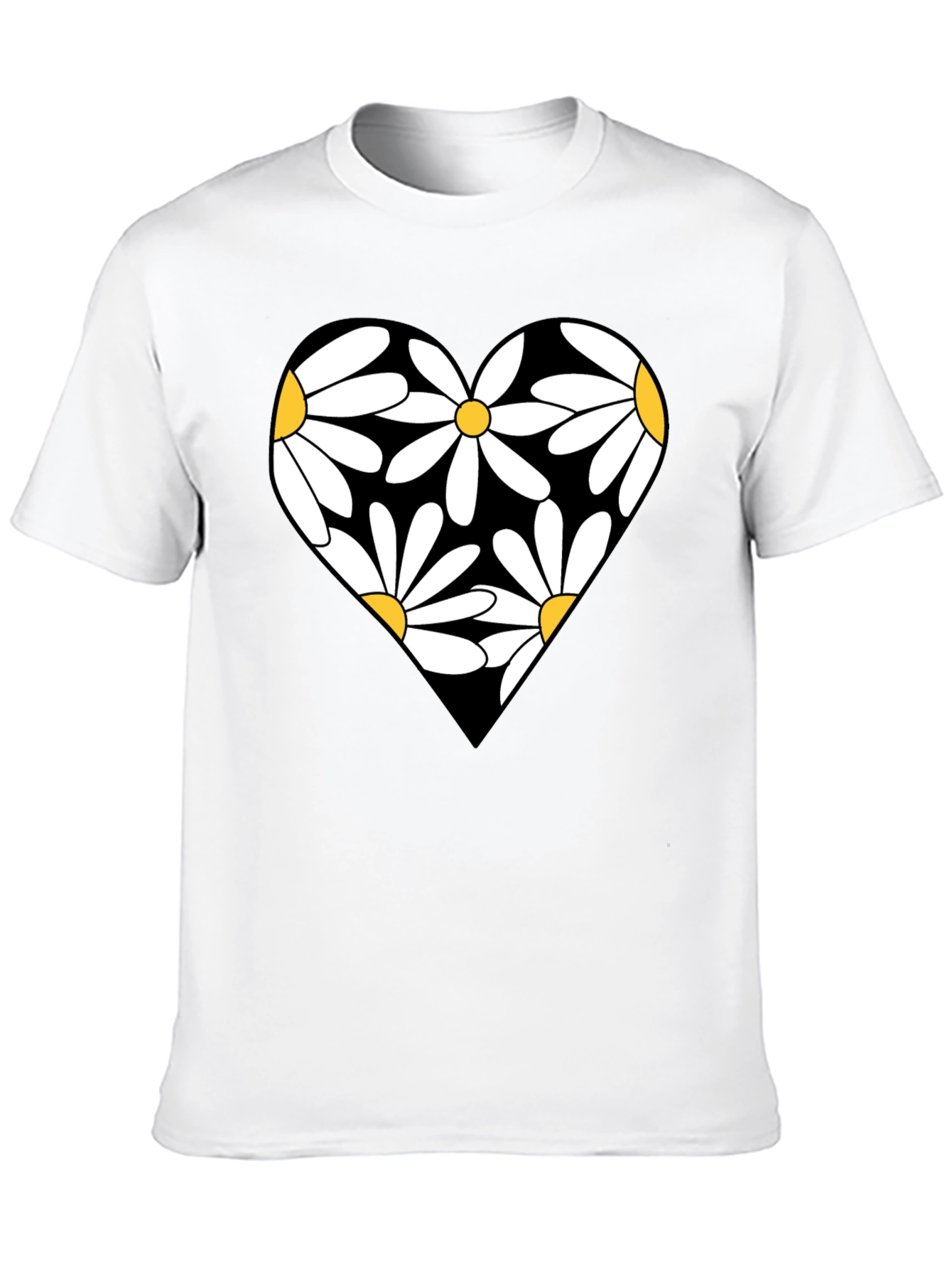 Daisy Heart Graphic Black T-Shirt