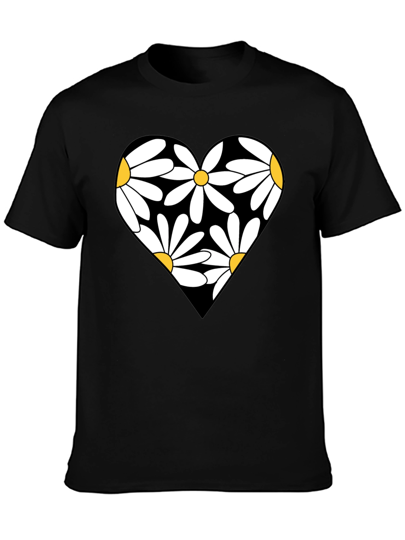 Daisy Heart Graphic Black T-Shirt