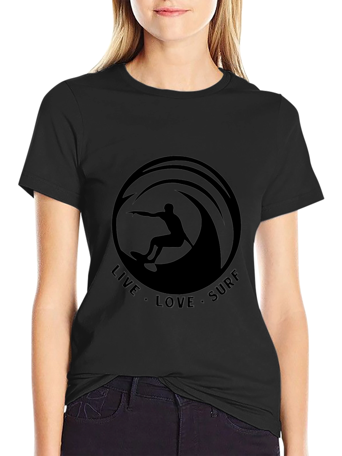 Live Love Surf Black Graphic Tee