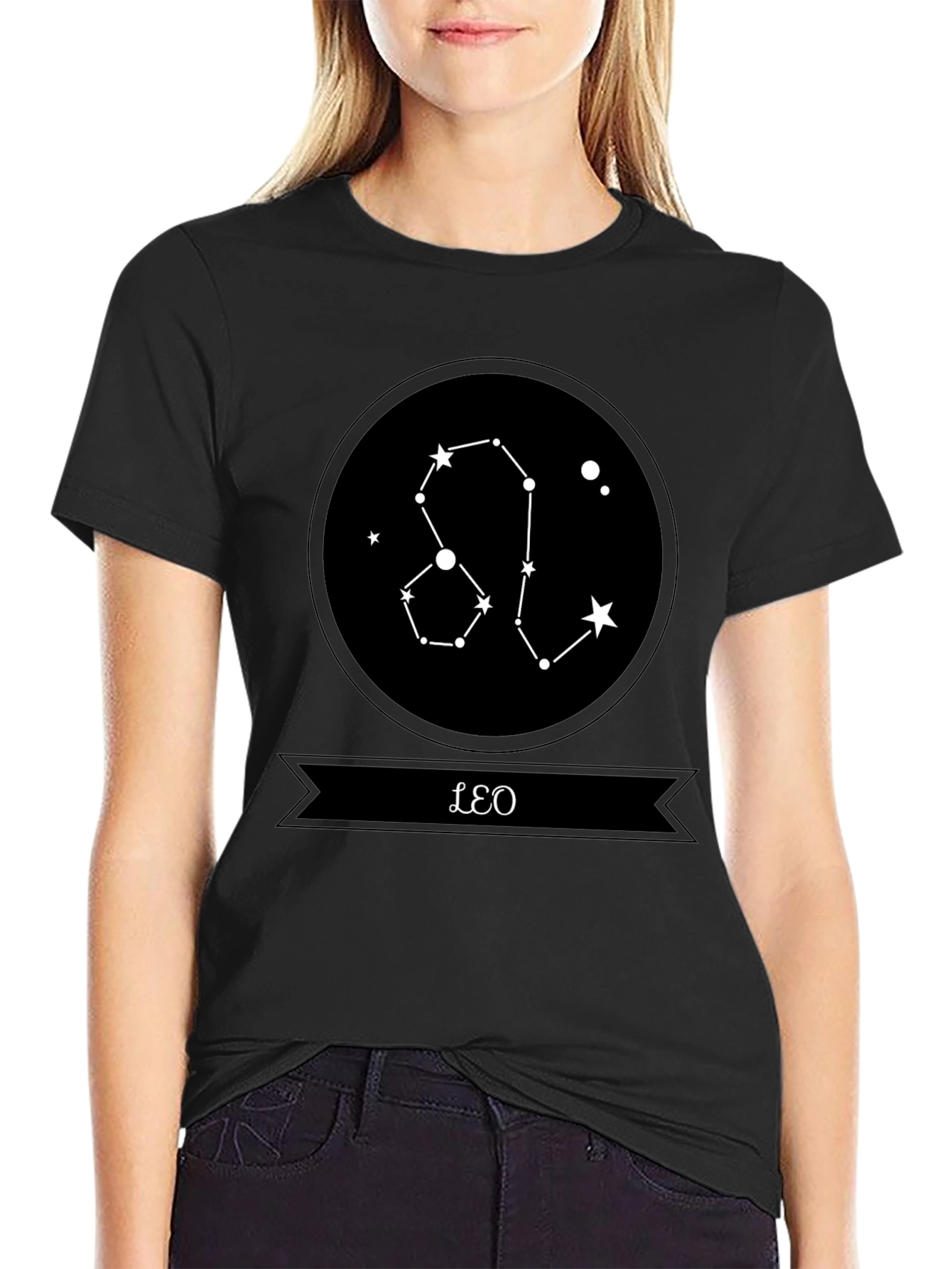 Leo Constellation Graphic Black T-Shirt