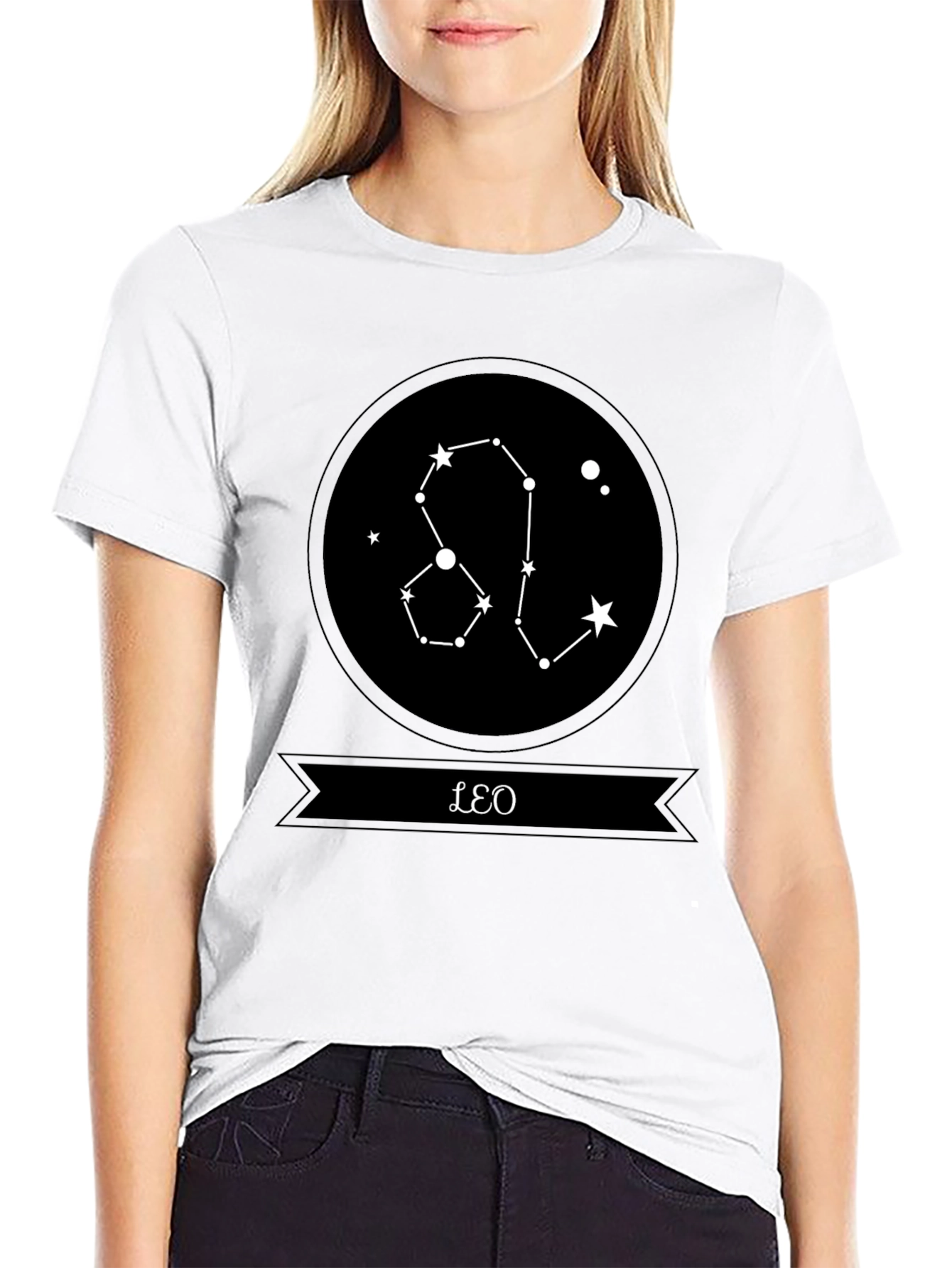 Leo Constellation Graphic Black T-Shirt