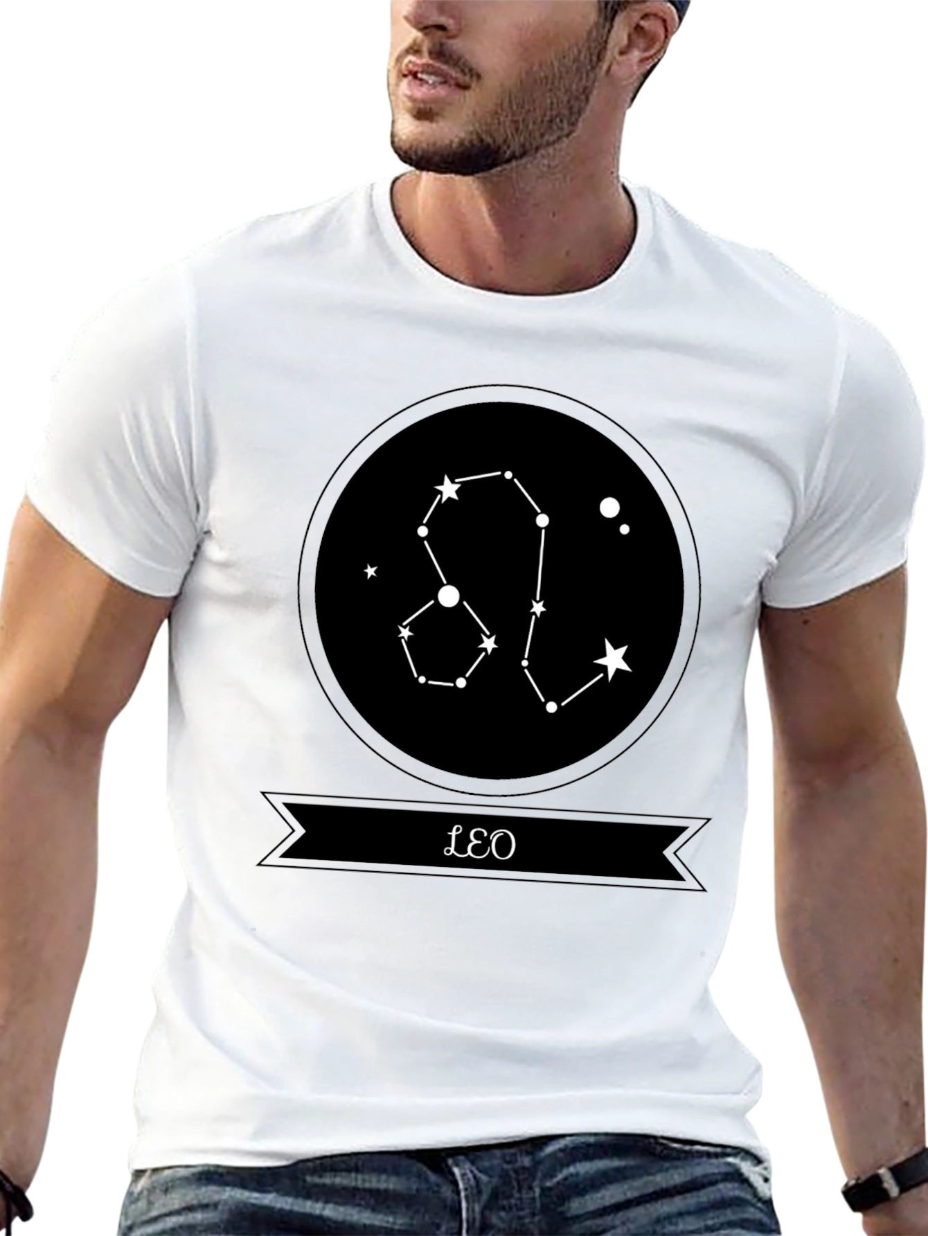 Leo Constellation Graphic Black T-Shirt