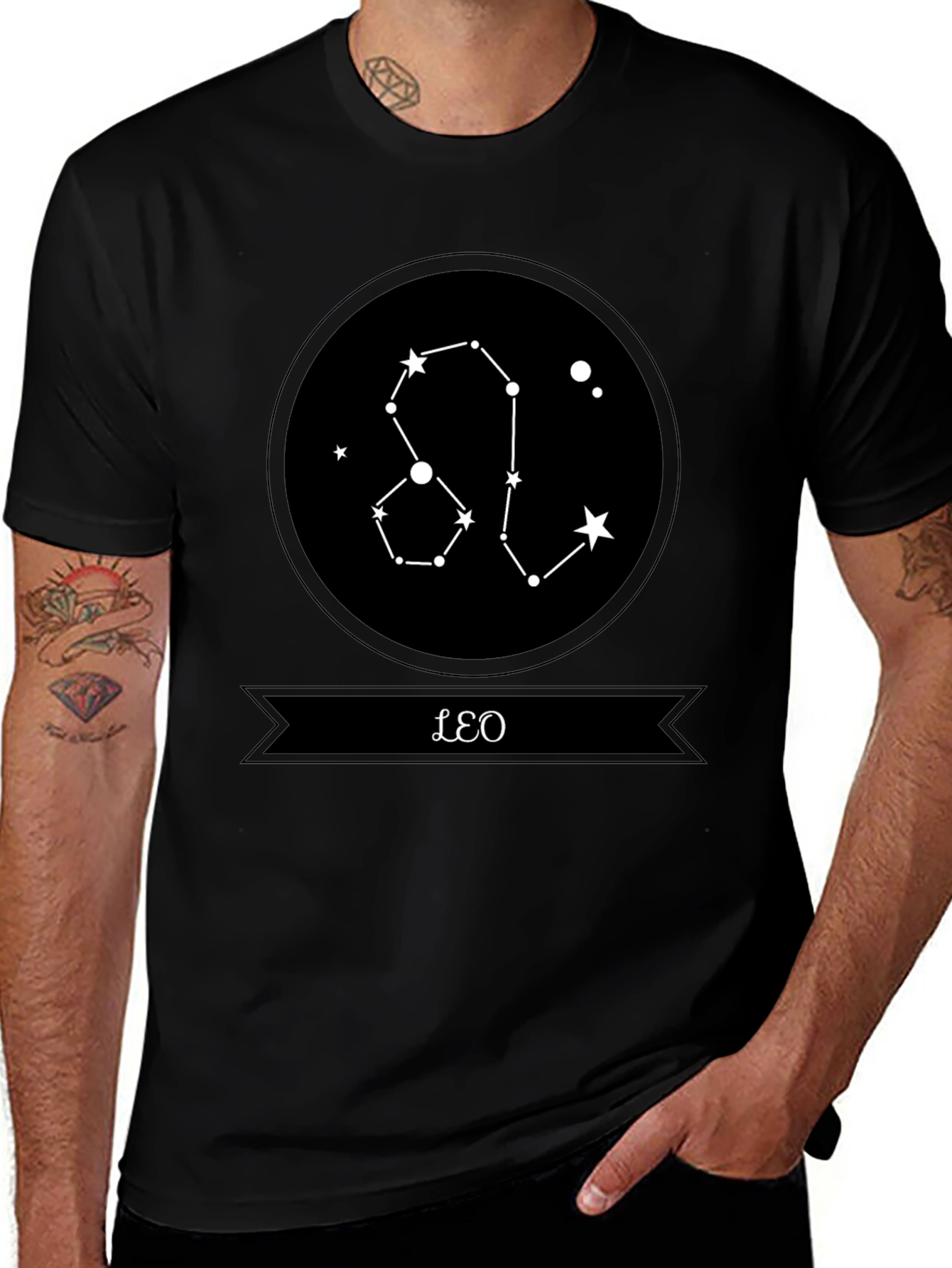 Leo Constellation Graphic Black T-Shirt