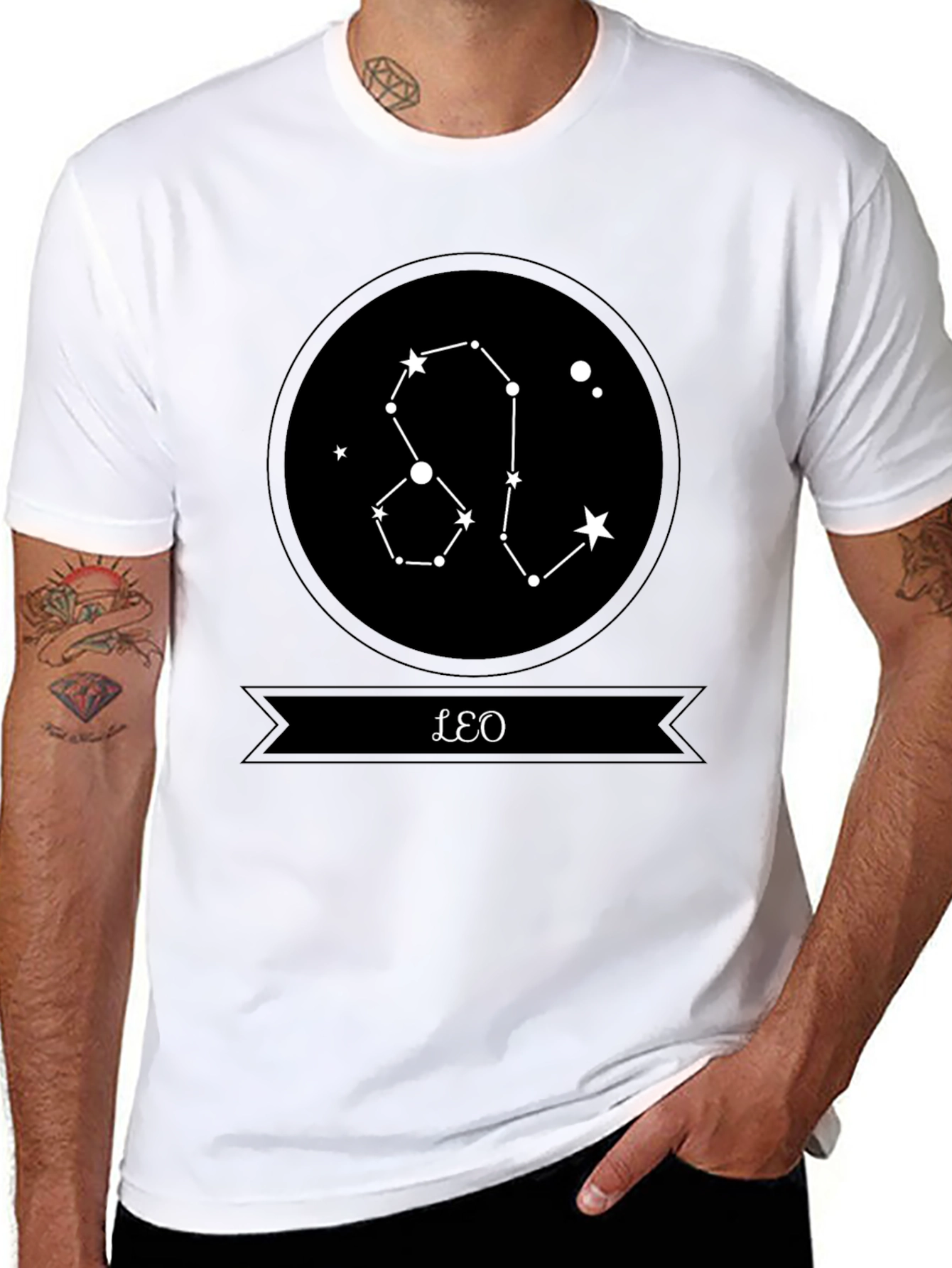 Leo Constellation Graphic Black T-Shirt