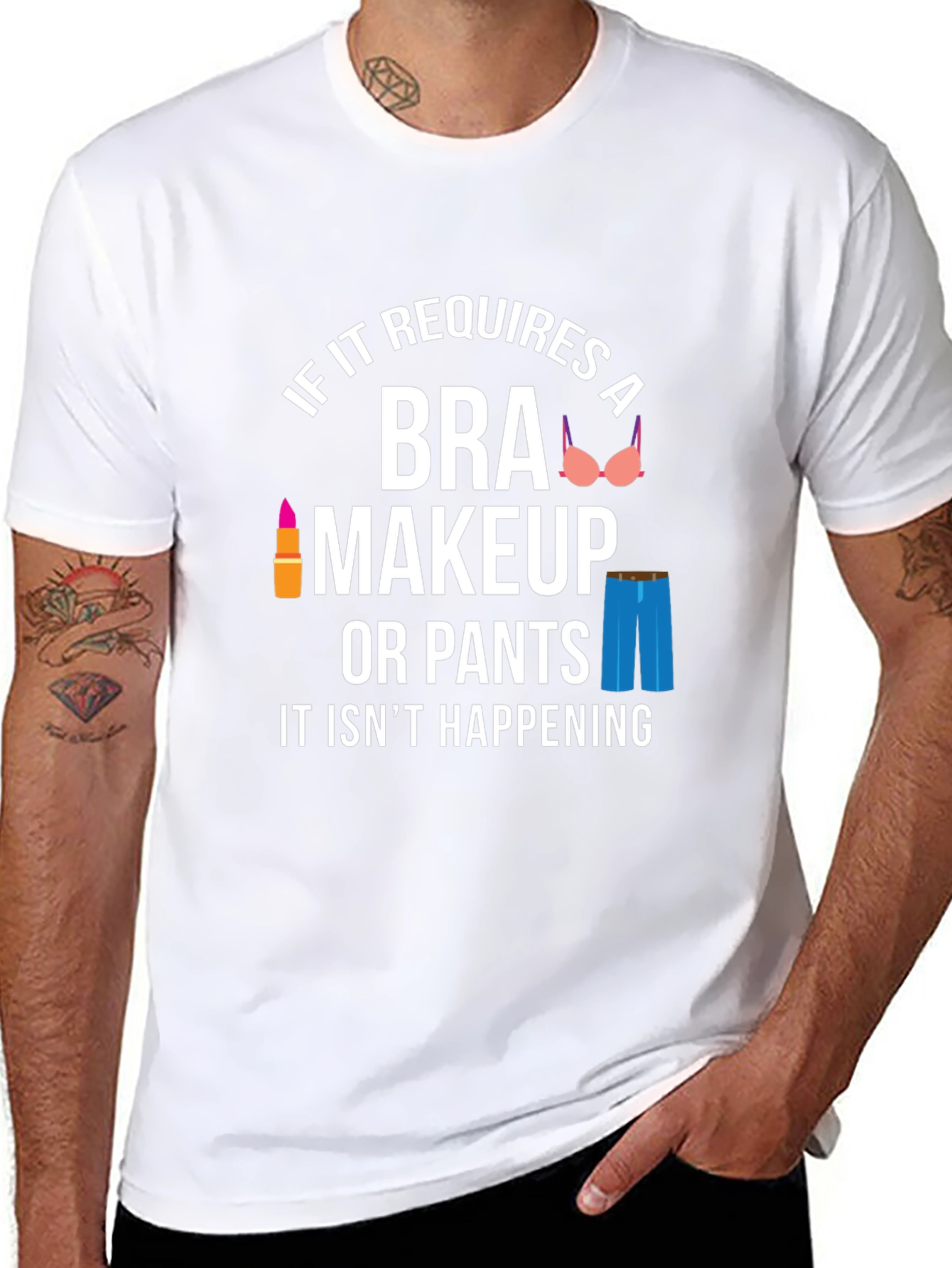 Funny No Bra No Makeup Graphic T-Shirt