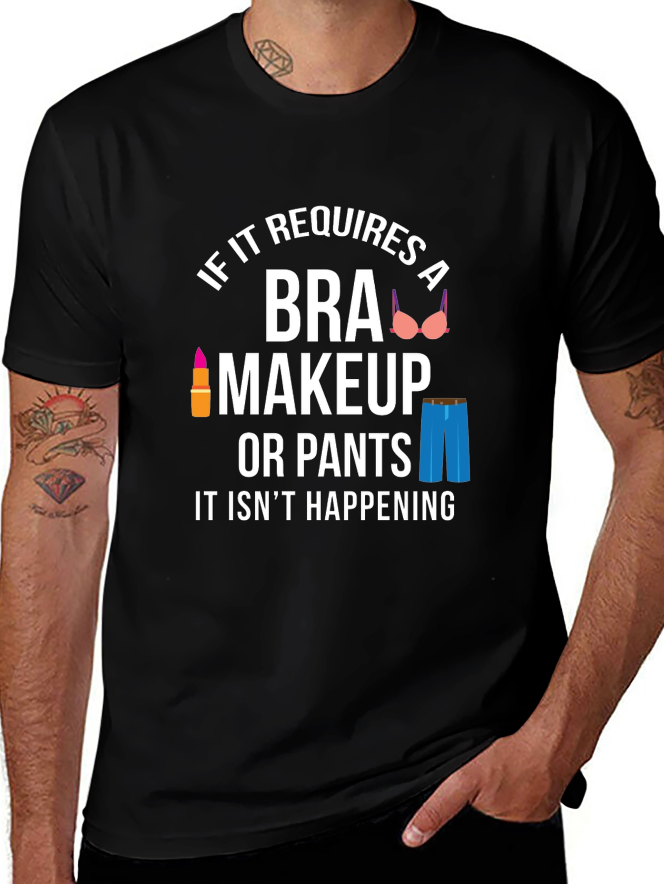 Funny No Bra No Makeup Graphic T-Shirt