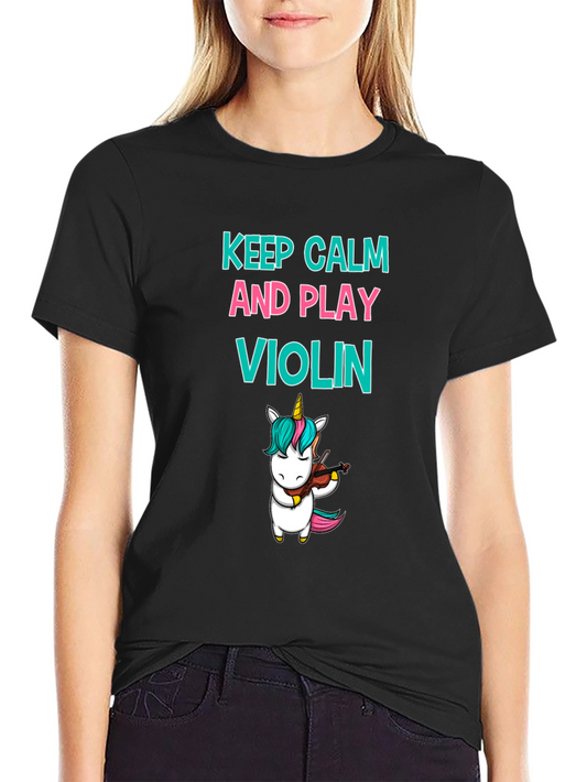 Keep Calm and Play Violin Unicorn T-Shirt