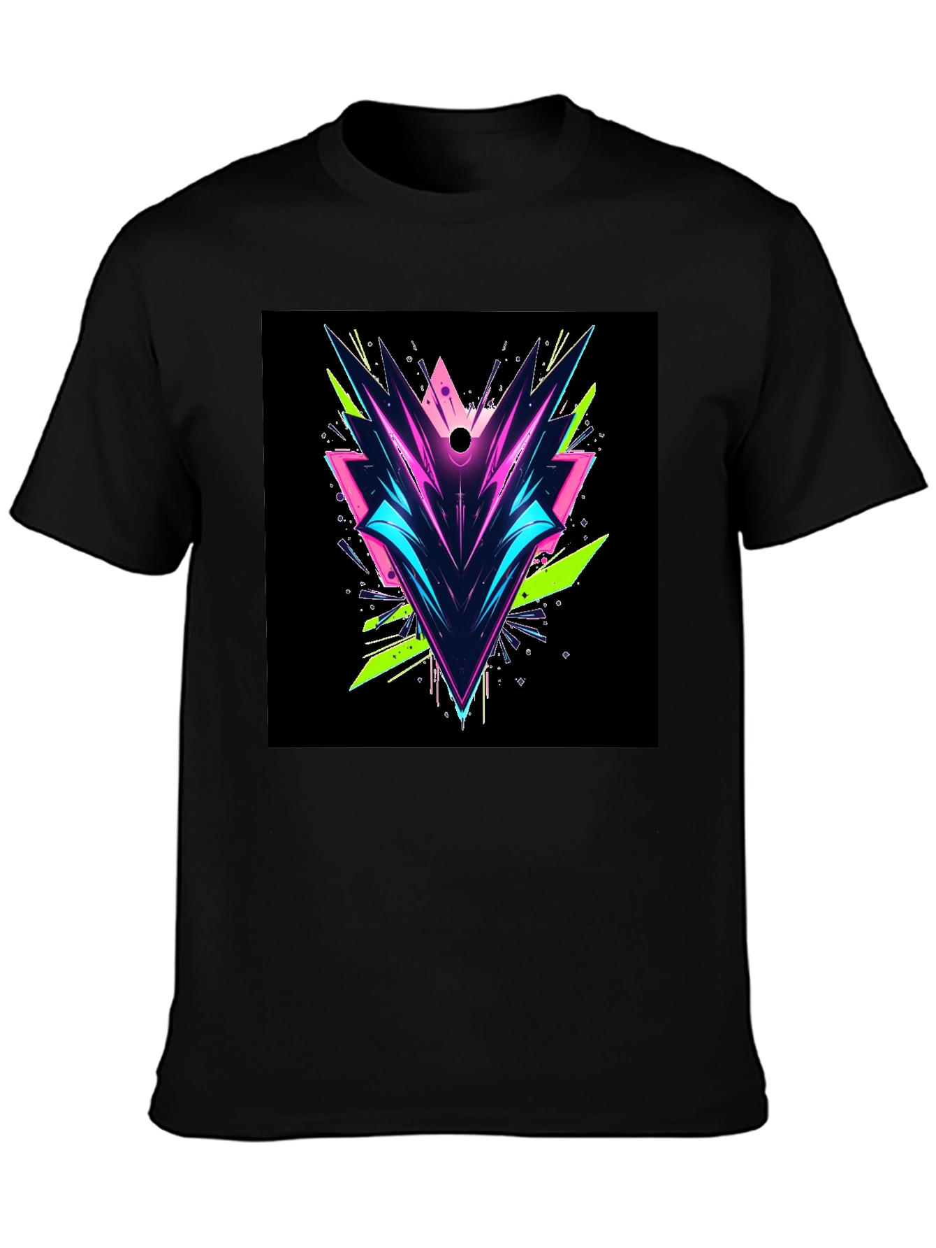 Abstract Geometric Graphic Tee - Black