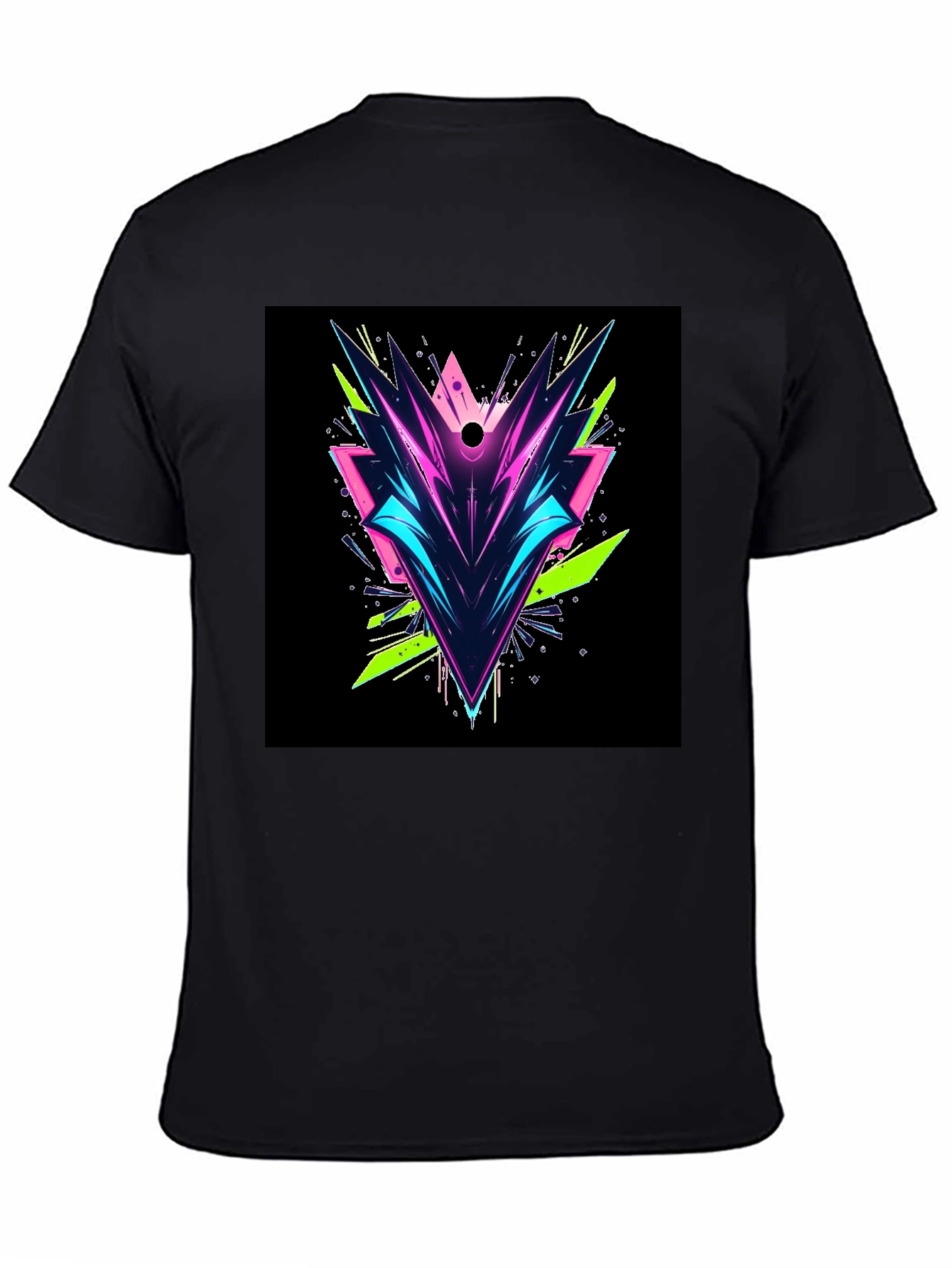 Abstract Geometric Graphic Tee - Black
