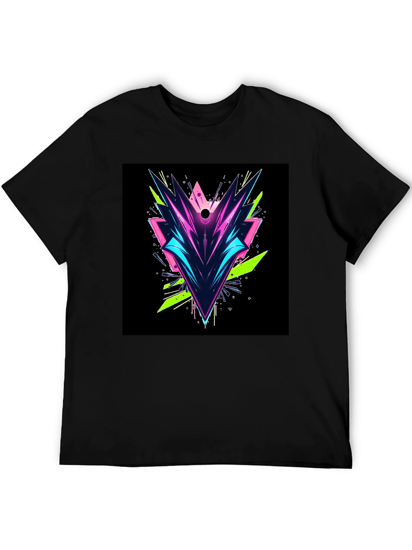 Abstract Geometric Graphic Tee - Black