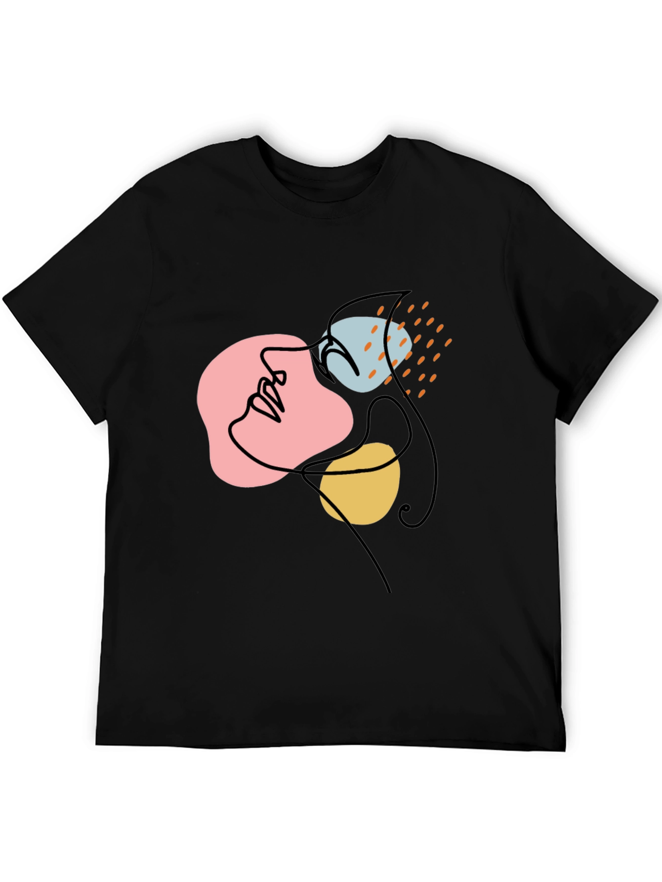 Abstract Face Line Art Black Graphic Tee