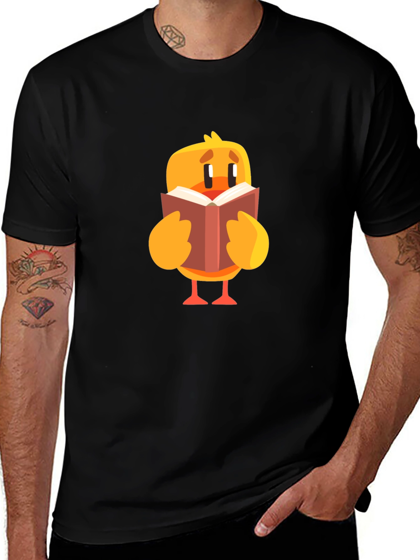 Cute Chick Reading Book Graphic T-Shirt