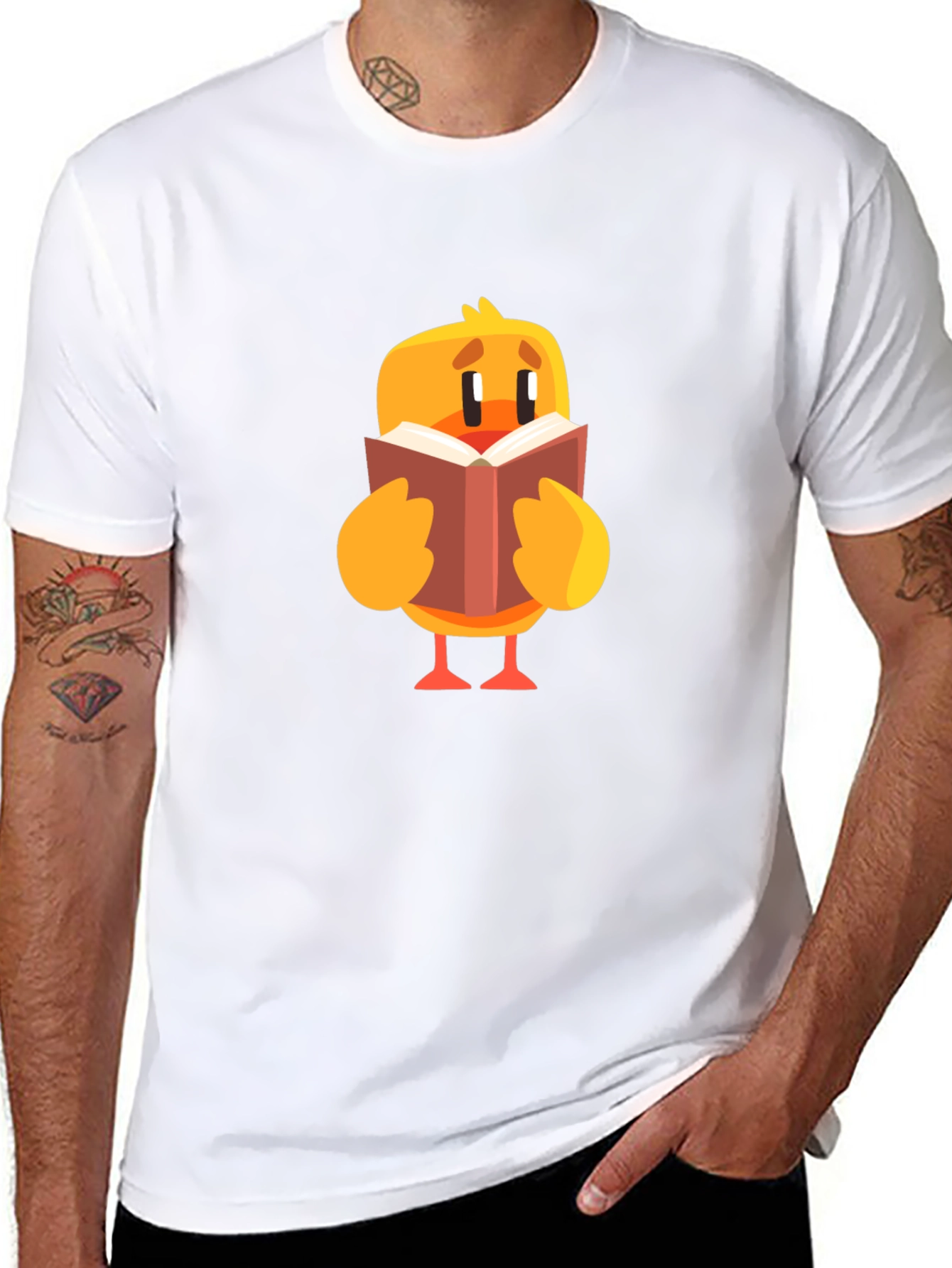 Cute Chick Reading Book Graphic T-Shirt