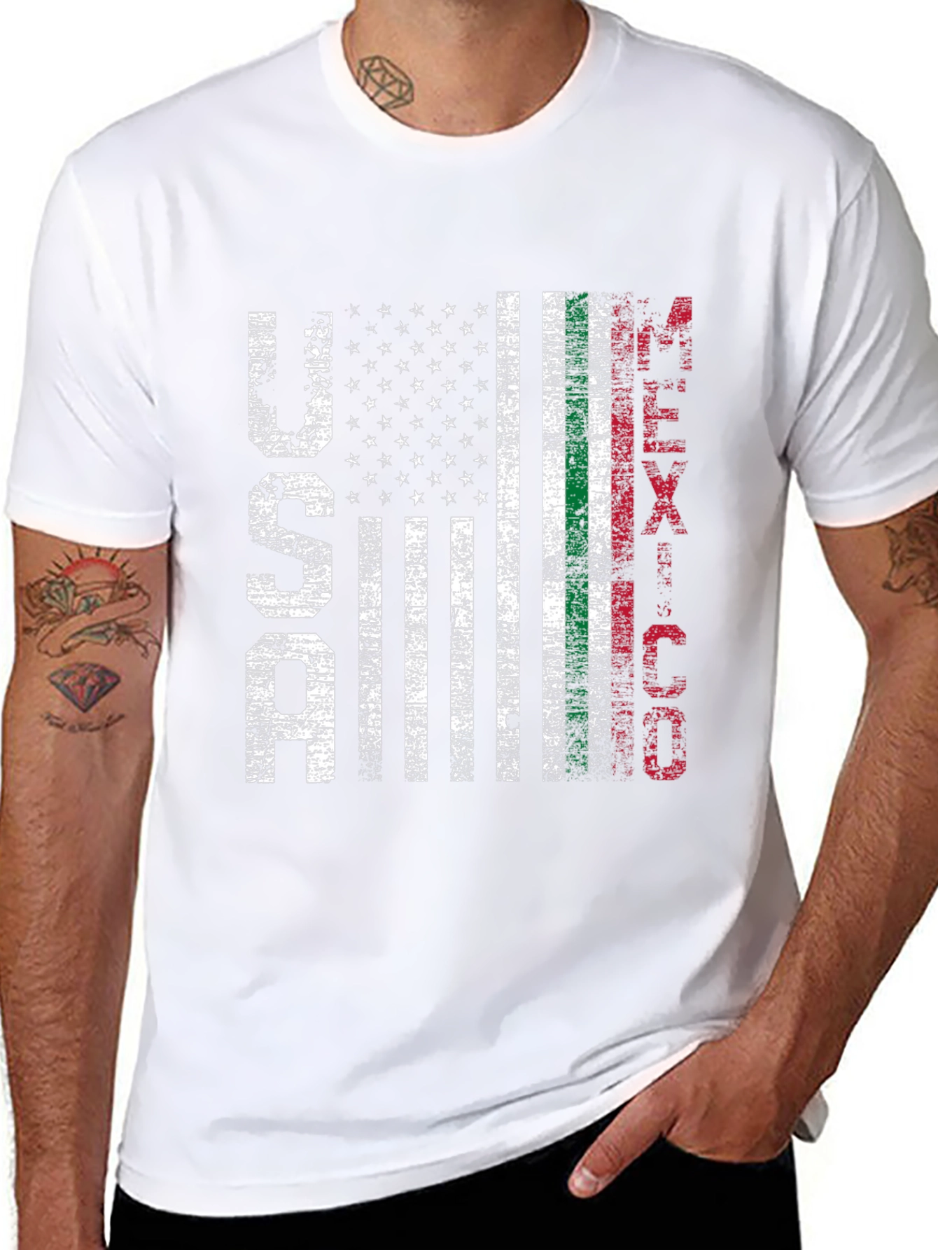 USA Mexico Flag Graphic T-Shirt