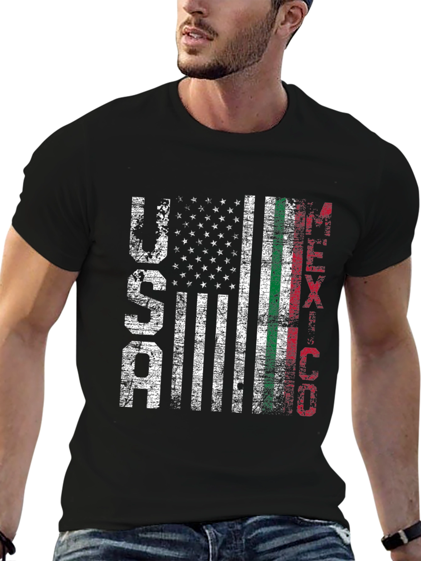 USA Mexico Flag Graphic T-Shirt