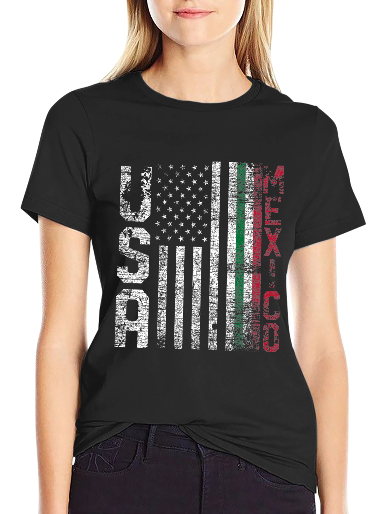 USA Mexico Flag Graphic T-Shirt