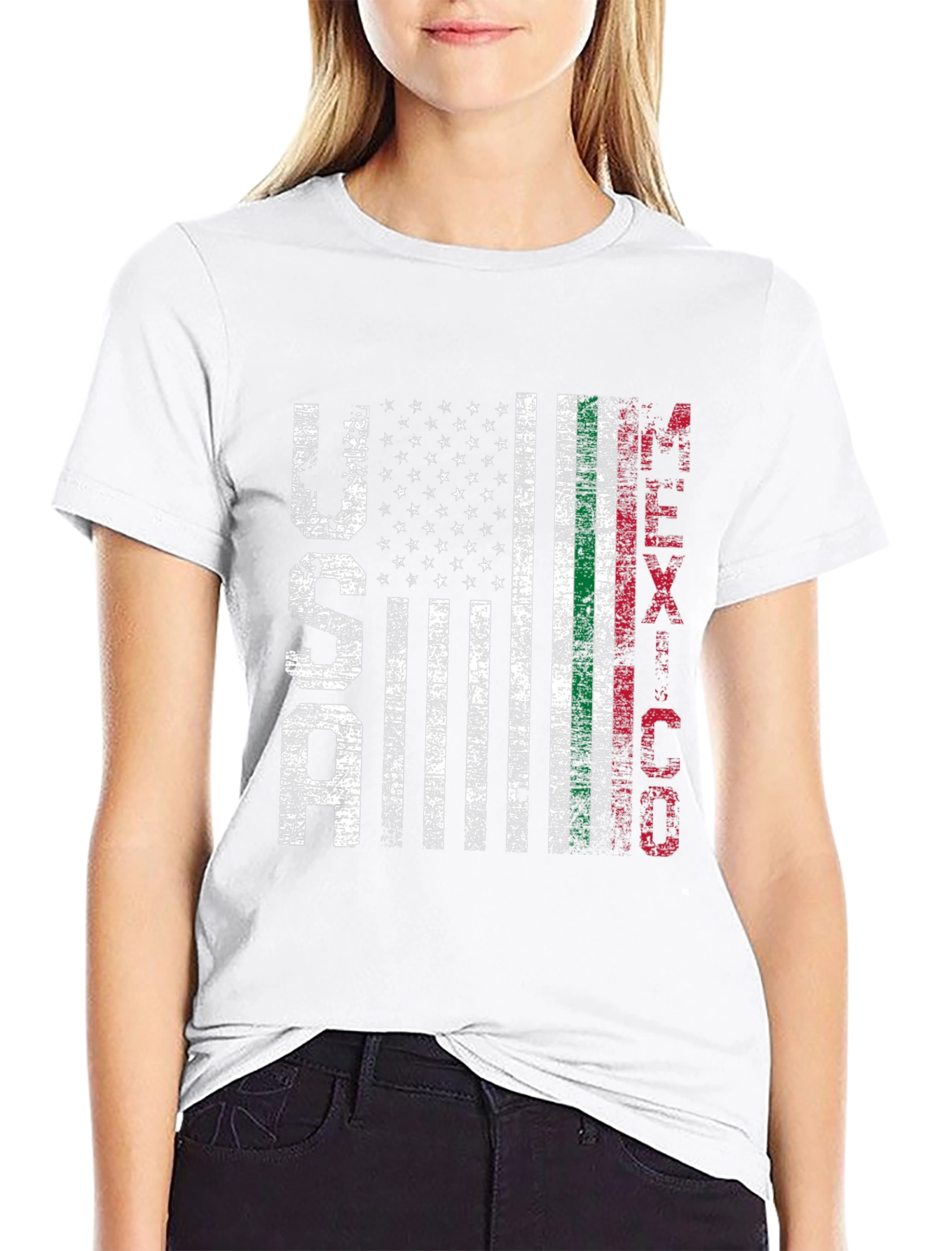 USA Mexico Flag Graphic T-Shirt