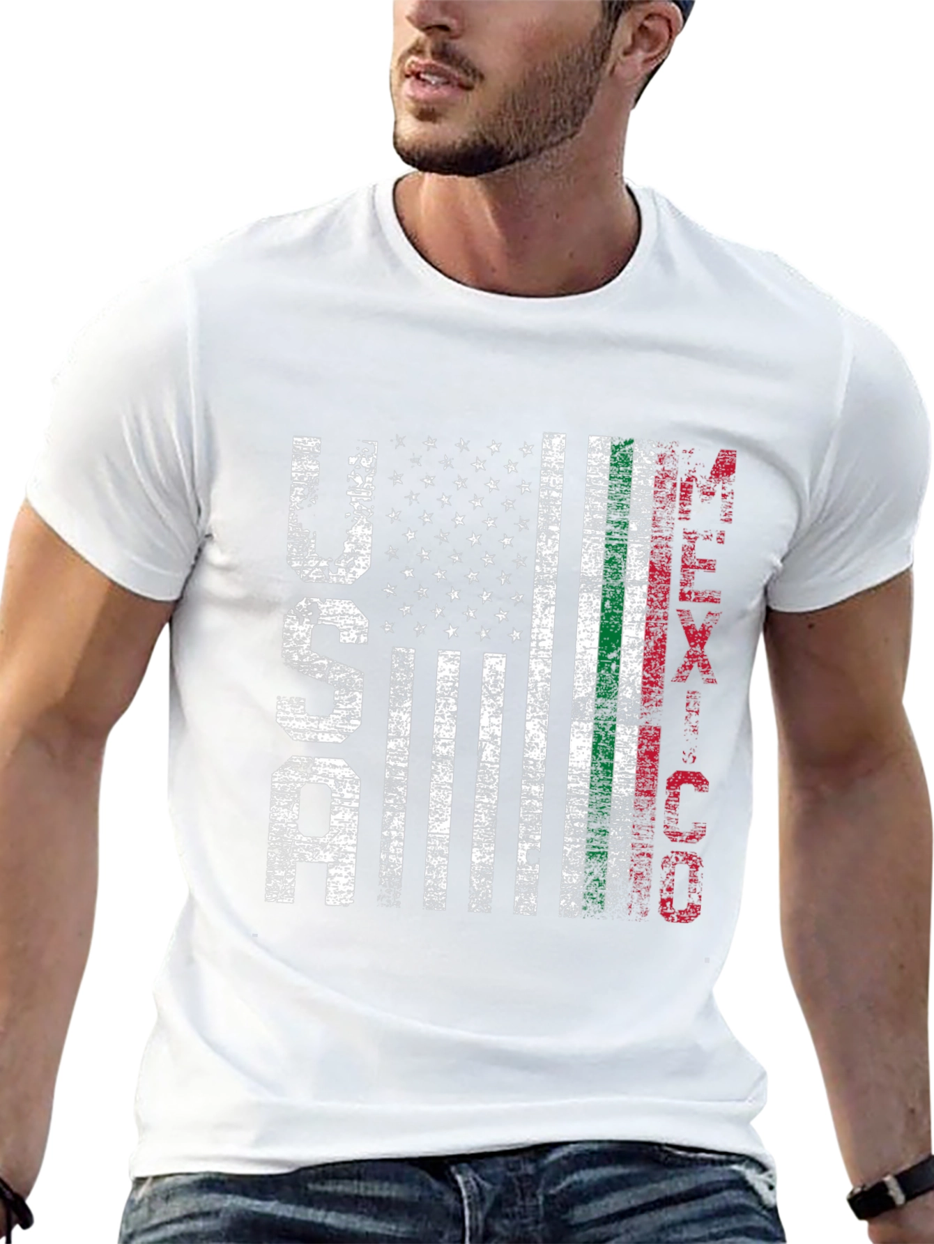 USA Mexico Flag Graphic T-Shirt