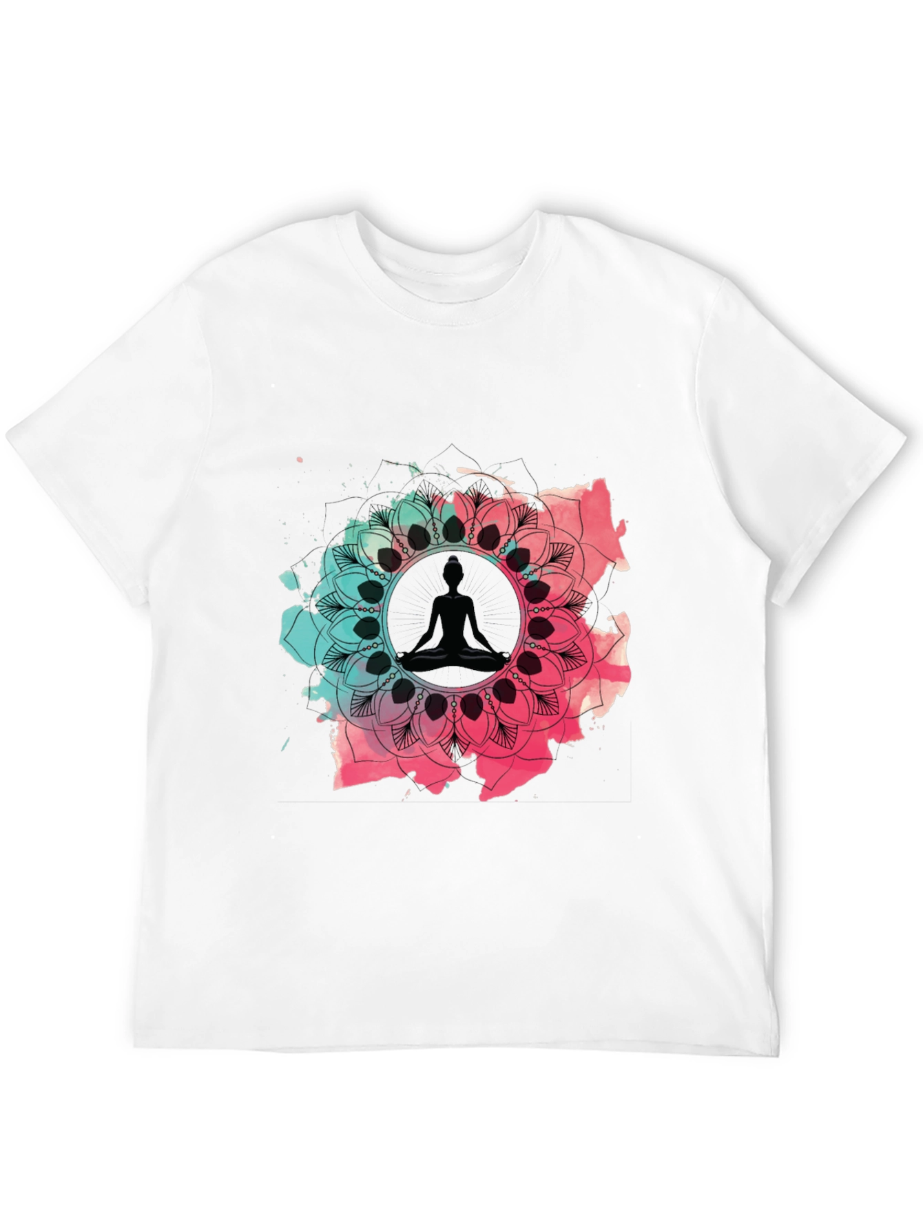 Yoga Mandala Graphic Tee - Black Cotton Blend