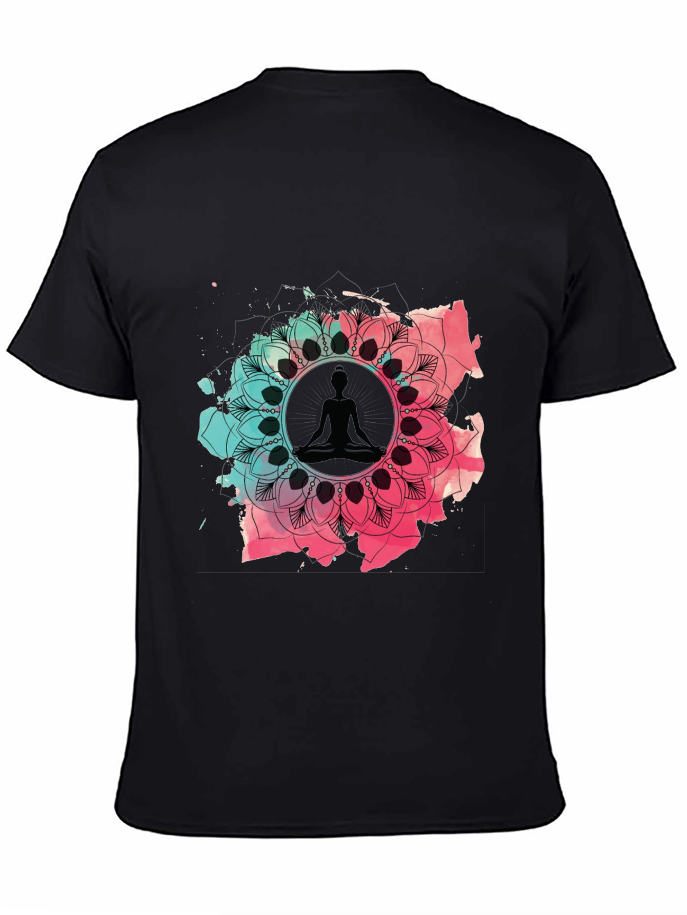 Yoga Mandala Graphic Tee - Black Cotton Blend
