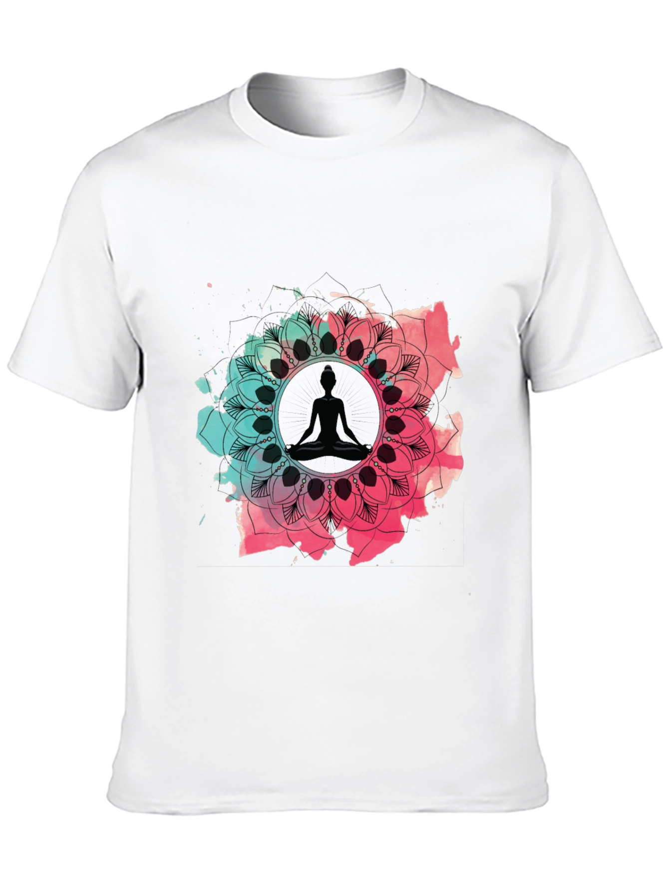 Yoga Mandala Graphic Tee - Black Cotton Blend