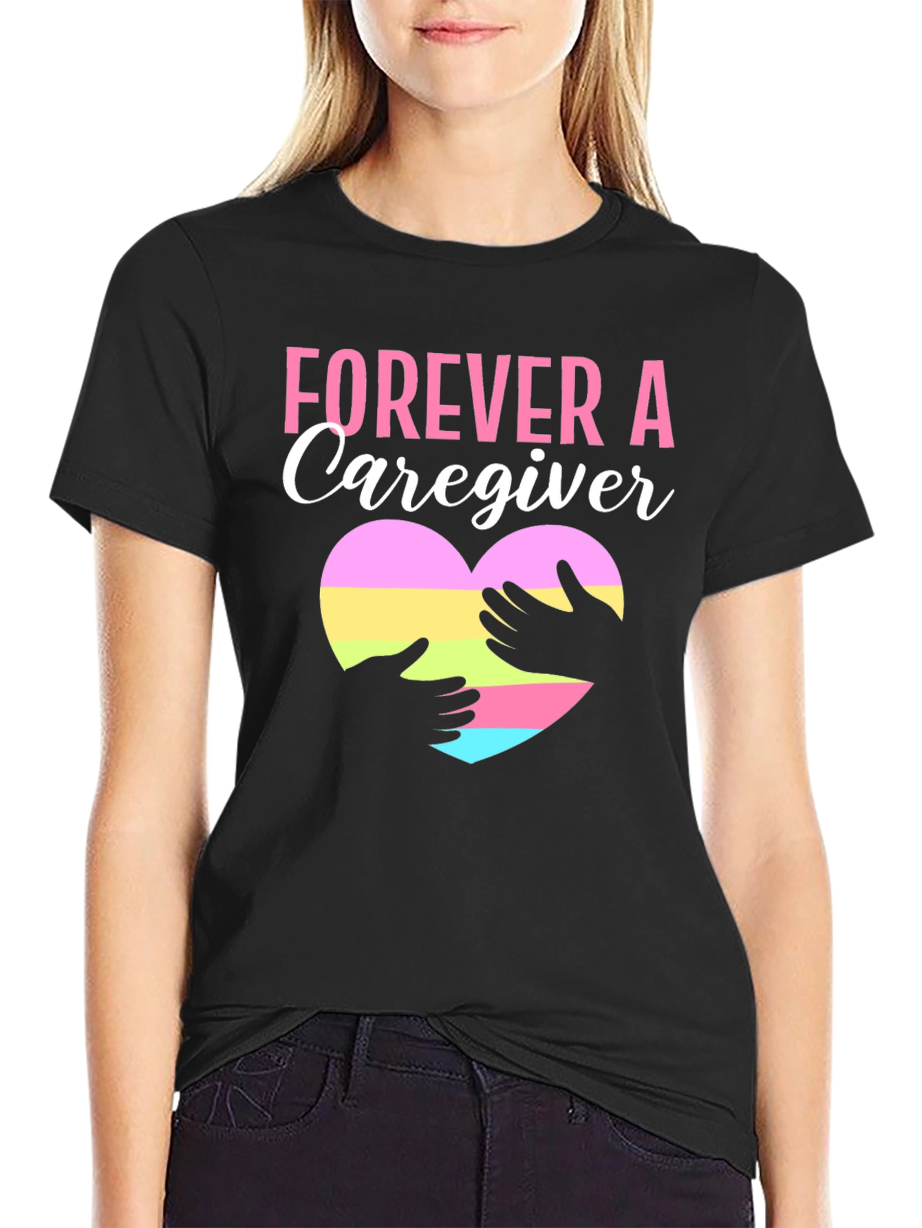 Forever Caregiver Heart Graphic T-Shirt