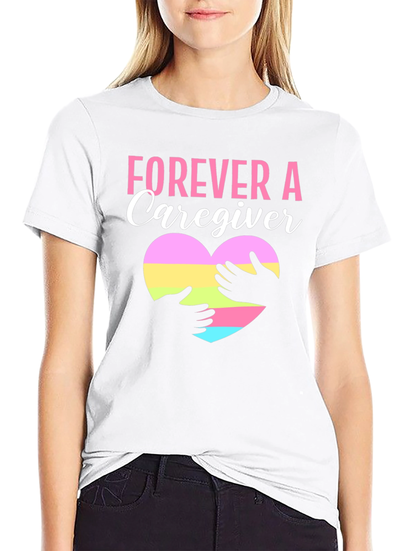 Forever Caregiver Heart Graphic T-Shirt