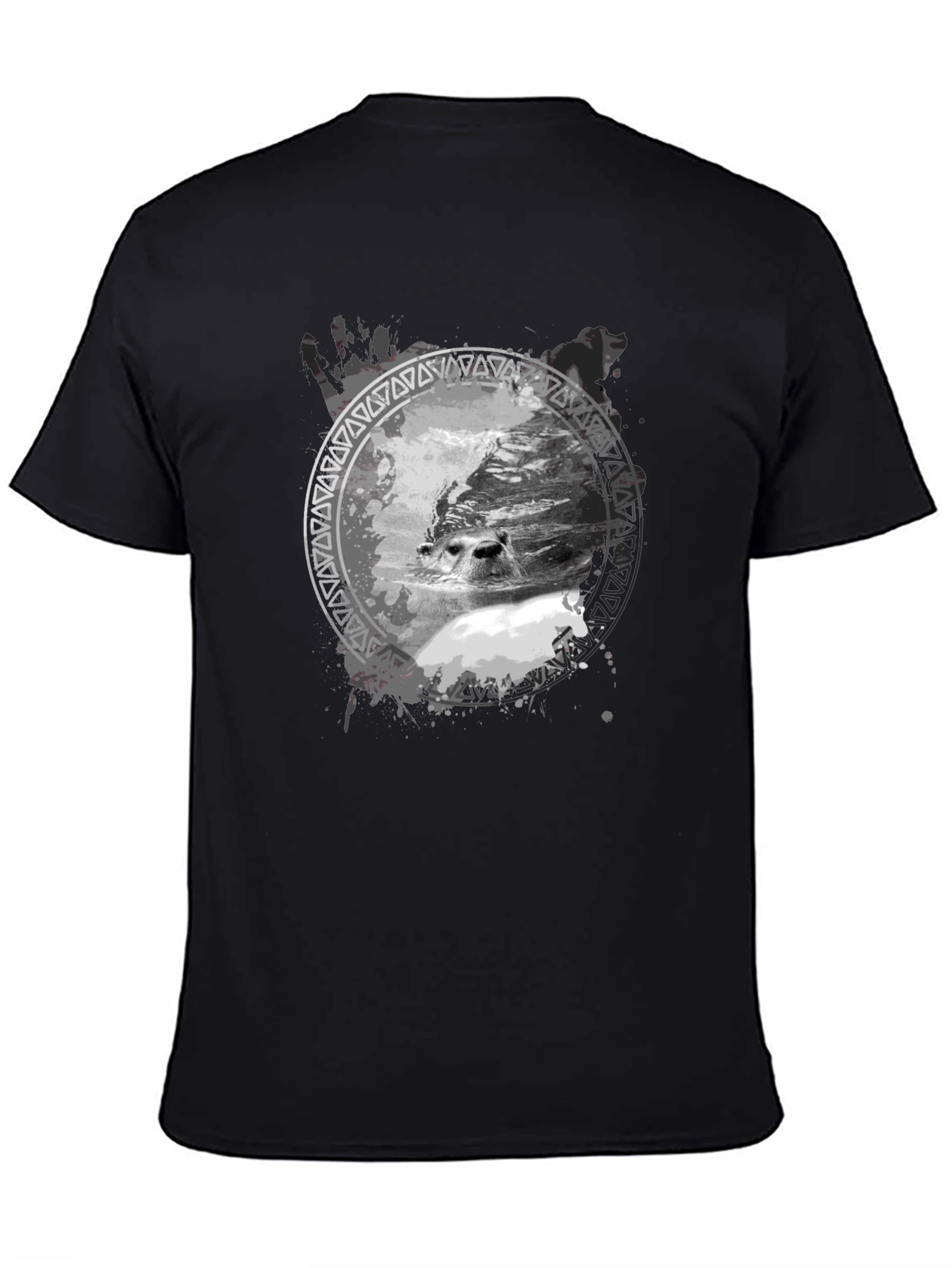 Seal Graphic Print Black T-Shirt