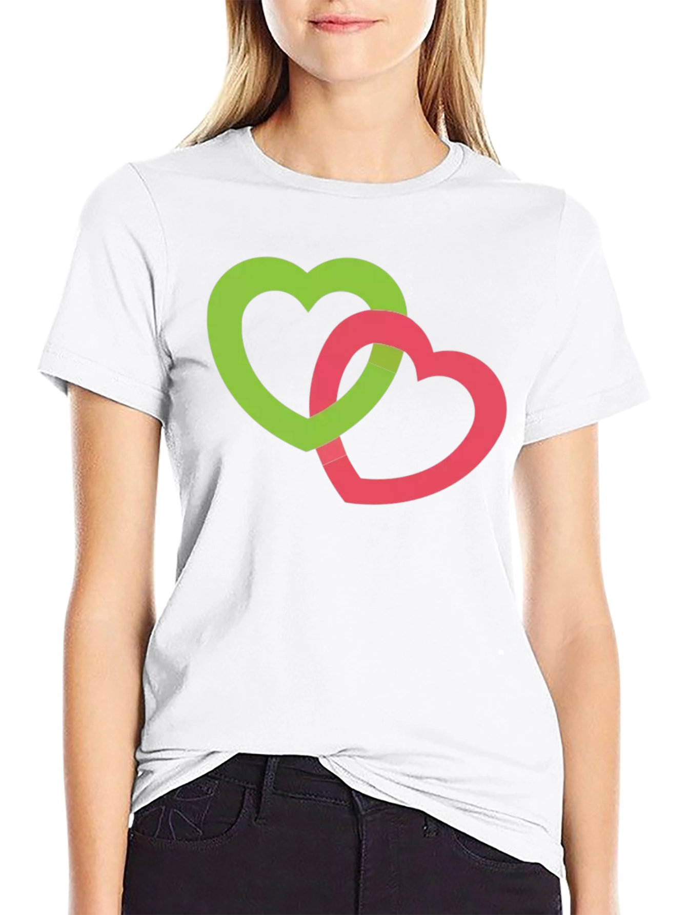 Interlocking Hearts Graphic Tee - Black